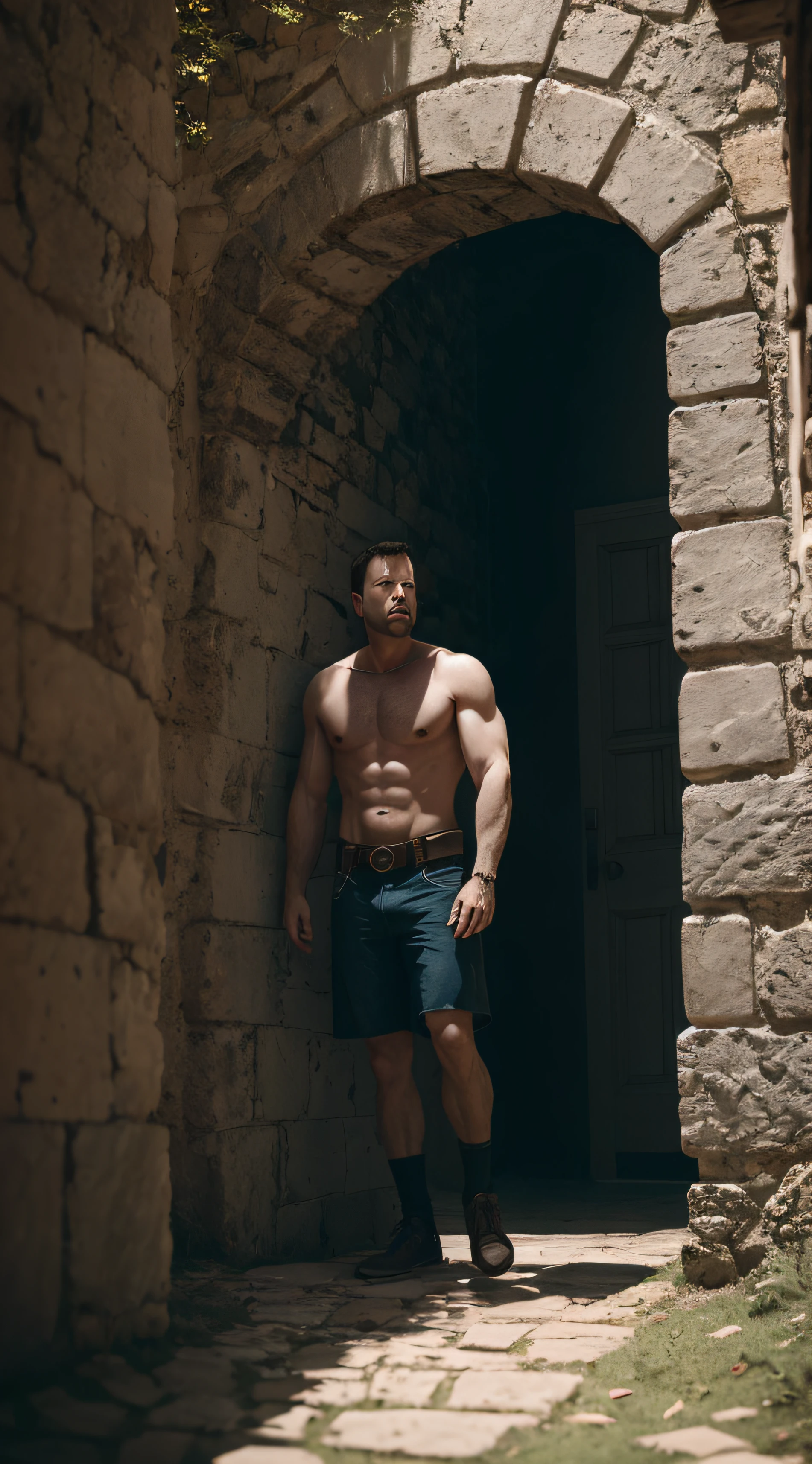 BEN AFFLECK, melhor qualidade, 500px, CGSetnation, 8k, Foto RAW de (fofo: 1.2) Rei Humano, usar coroa do rei, Armadura do Rei, 40 anos, barba, em castelo, corpo inteiro, luz ambiente, luz de fundo, volumeric lighting, Realistic, realistic lighting, Cinematic lighting, profundidade de campo, foco nítido, (alto contraste: 1.2), (filmic grain) --auto