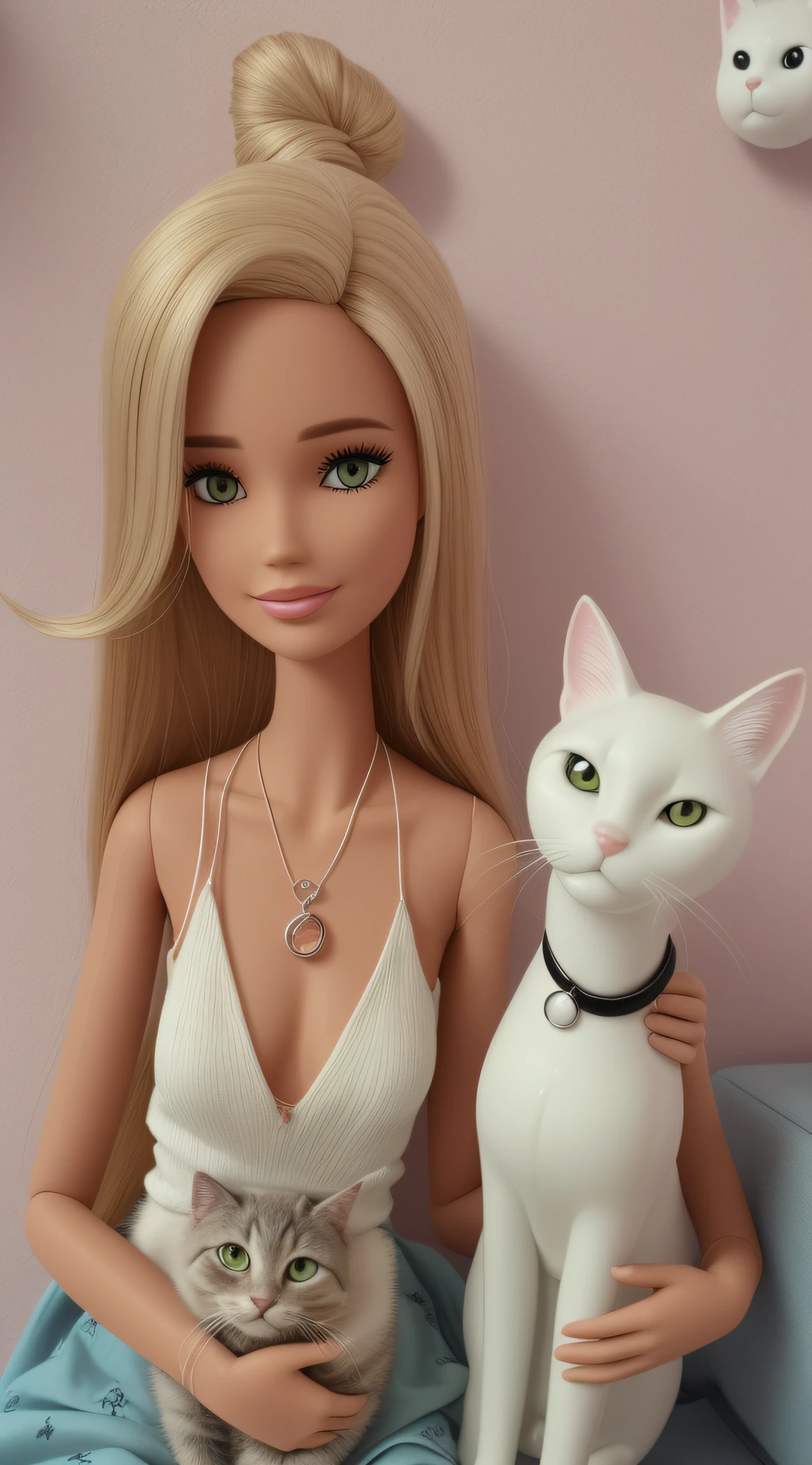 Uma boneca da Barbie com um gato --auto