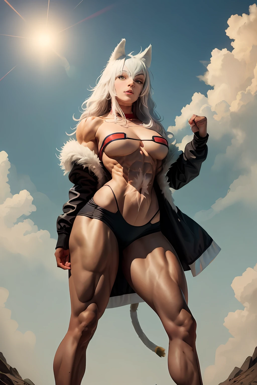 Ghislaine muscular_cogumelo_tensei 1 giant muscle girl concentrating red magic on fist Improved physique, increased muscle mass and strength, (figura semelhante a deusa:1.2), well-defined muscles throughout the body, (peito amplo, toned legs and rounded :1.1), radiant and empowering presence, confidence exuding from his expression, (Traje revelador:1.2), mal cobrindo sua forma, Displaying your sculpted physique, Aura hipnotizante, brilho divino, (cativantes olhos verdes:1.2), flowing hair, adornos reais, Mythical setting, ethereal clouds, Sacred symbols, atmosfera celestial, captivating lighting, energia intensa, punho fechado socando, poderosa Ghislaine, (((russian hard bass , adidas clothes)))
