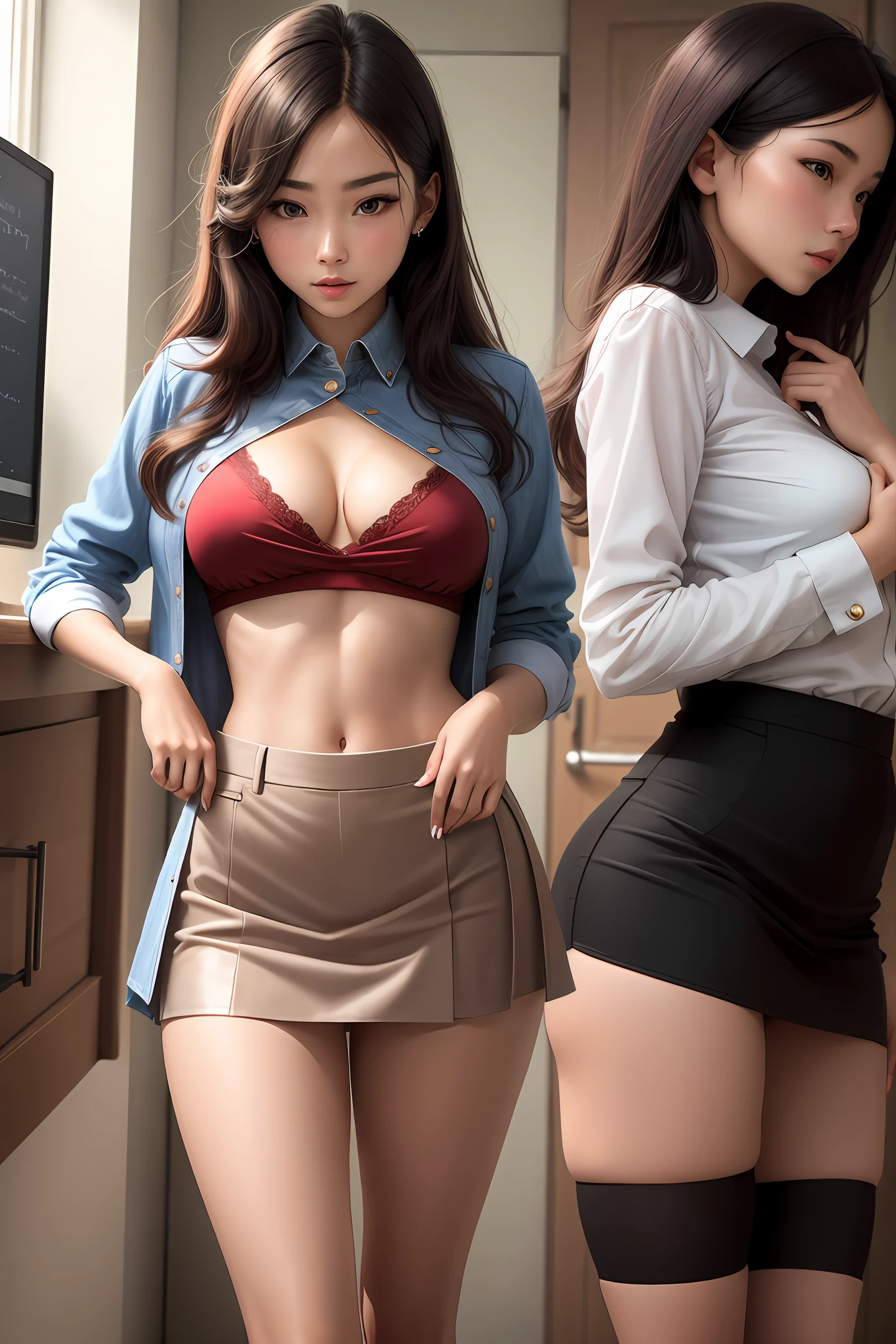A real person sexy,Wear a short skirt,A girl showing her panties