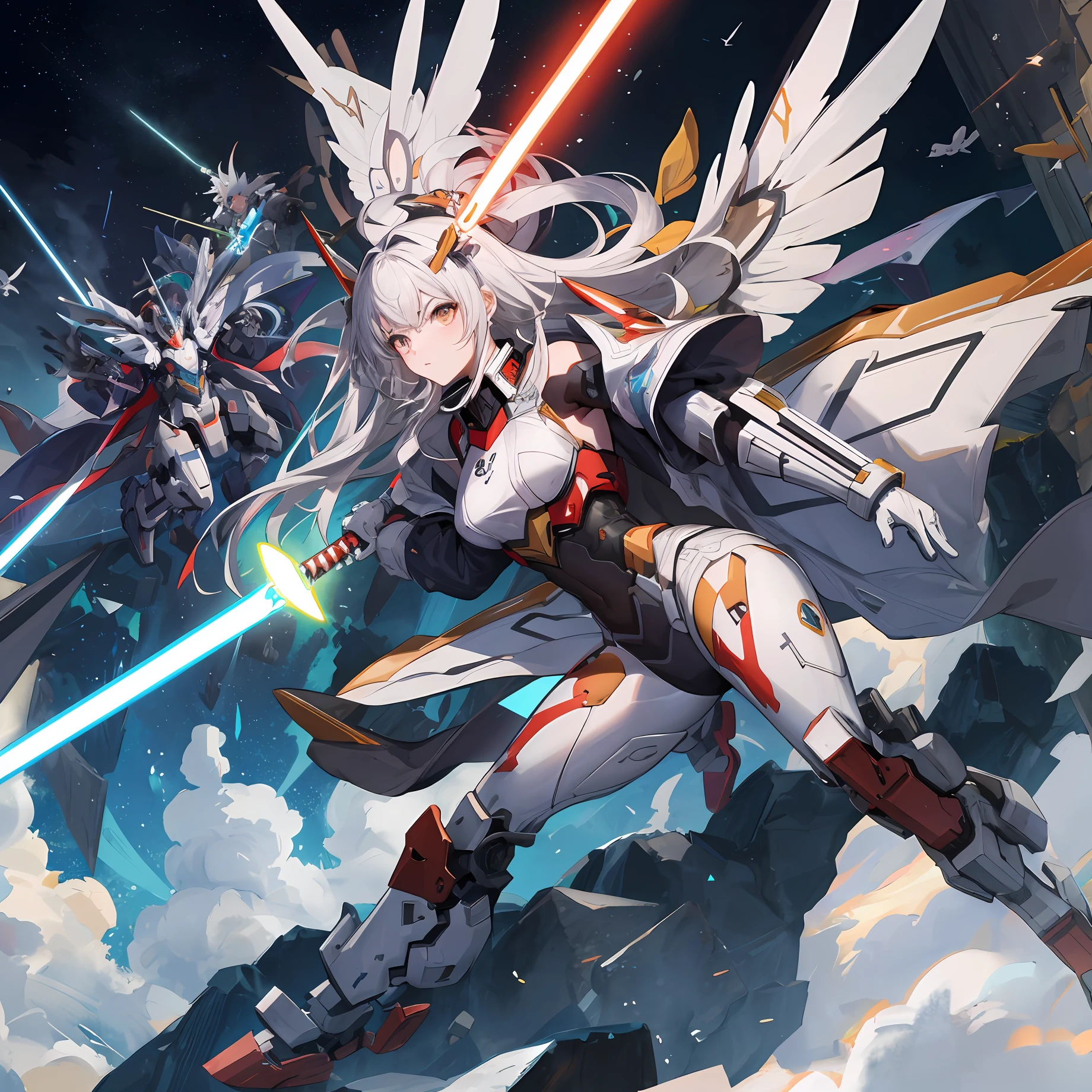mechs,shoun,PremiumQuality,high qulity,Armageddon,lightsabers,Light wings,immensity