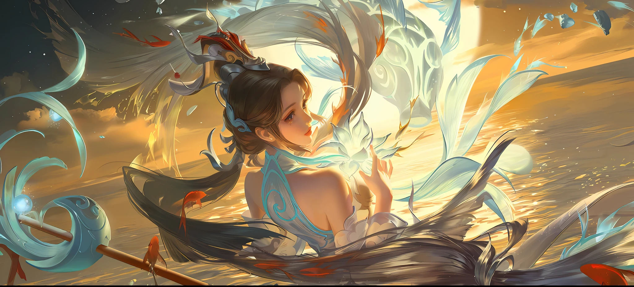 "(Dignified and beautiful,Graceful,Anime girl with sword and bird):(1.2),(Fenghua Zhong's artistic style):(1.1),(Beautiful digital art illustration by Artgerm and Atey Ghailan):(1.1),(Highly regarded works of art):(1.1),(ArtStation and Pixiv are two major art platforms):(1.1)" --auto