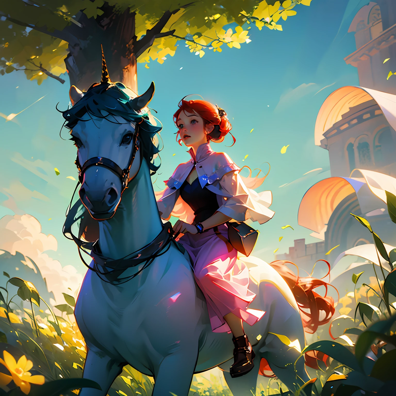Little Redheaded Girl, Riding on a Unicorn --auto