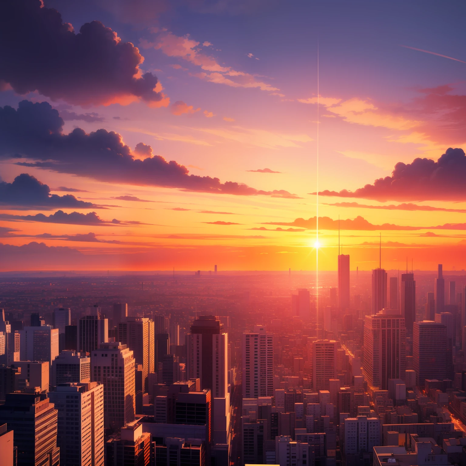 Sunset over a city with red sky and clouds, city sunset, tokyo anime scene, Estilo anime cityscape, city sunset night, bela paisagem urbana, hd anime cityscape, watching the sun set. anime, fundo neo tokyo, Tokyo Fund, SUNSET ILLUSTRATION, vista of a city at sunset, arte de fundo do anime, paisagem crepuscular da cidade, Directed by: Alena Aenami
