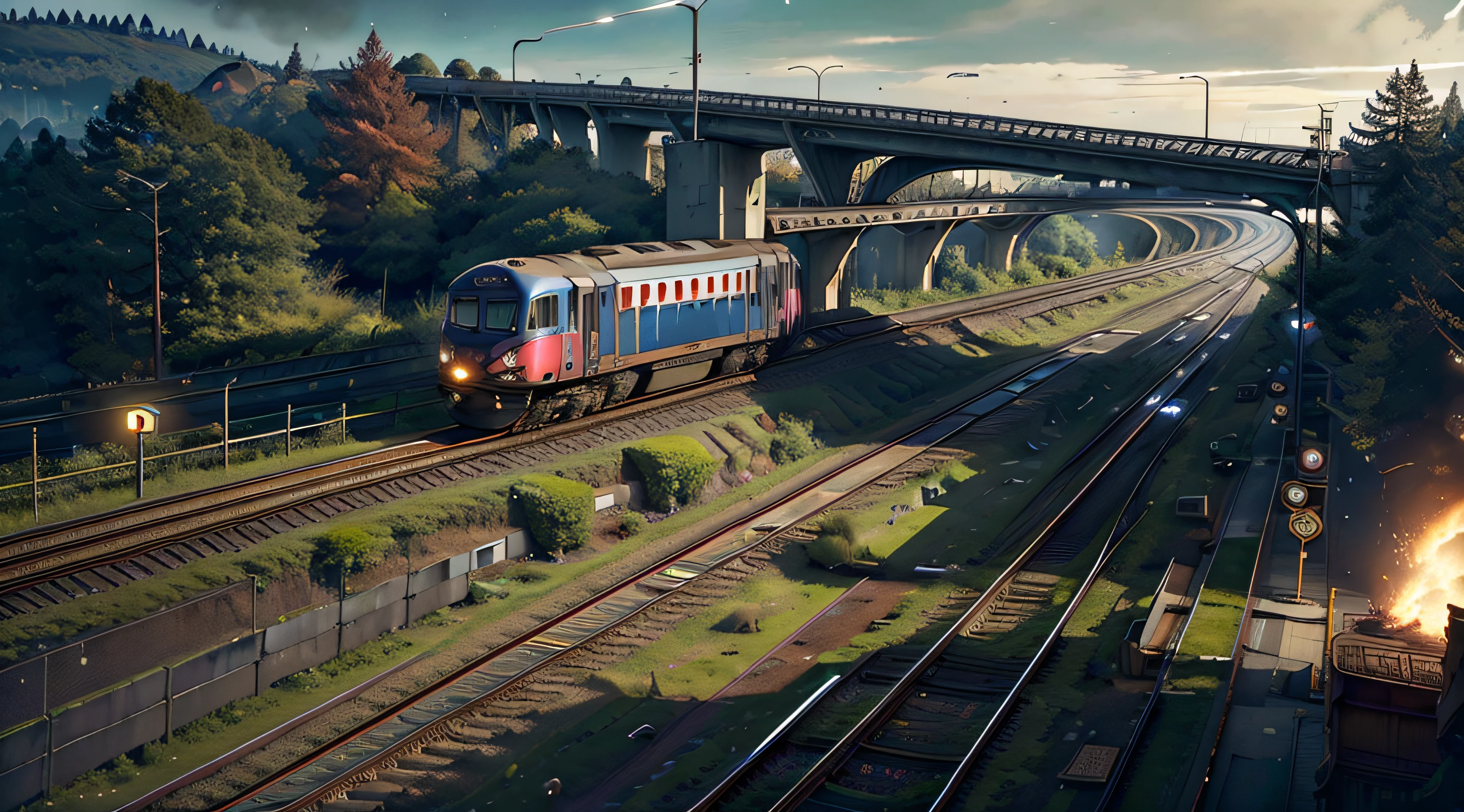 Muskete-punk AI,freeway,Trains Ultra high resolution