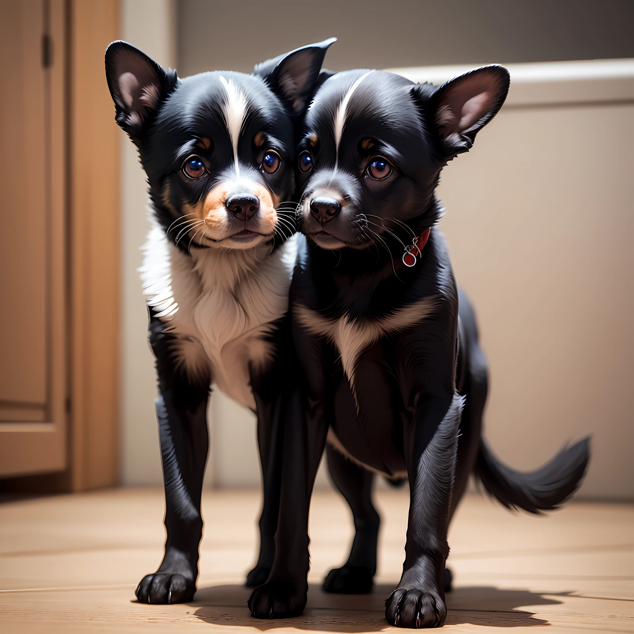 Black puppy,Standing ears,largeeyes,Smart,tail wagging,Black-nosed head,k hd --auto