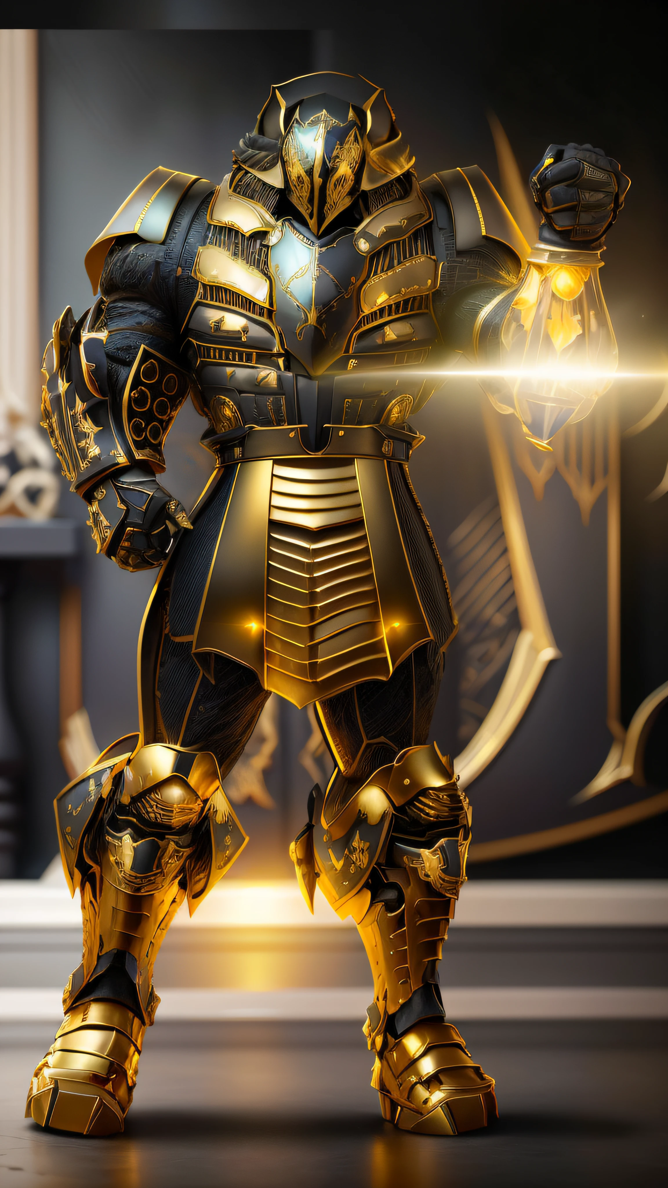 imagem arafed de um homem em armadura com uma espada, armadura pesada de ouro. Dramatic, O Cavaleiro da Armadura do Gato Dourado, Armadura obsidiana de ouro pesado, Armadura Dourada, armadura impressionante, intrincada armadura dourada, epic paladin armor, Armadura dourada, Armadura Obsidiana de Ouro, intrincada armadura ornamentada, armadura ornamentada, Armadura dourada de Paladin, armadura de fantasia detalhada, personagem de fantasia hiperdetalhado
