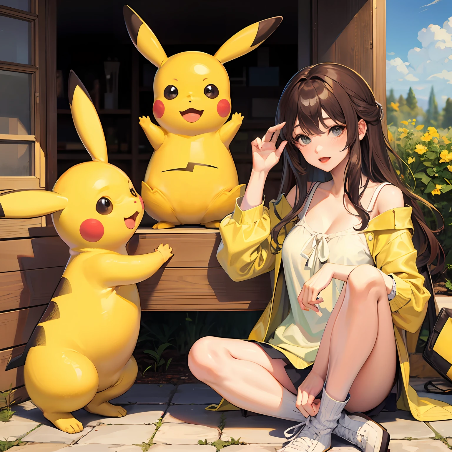 Pikachu,Beautuful Women,Petting the,Need --auto