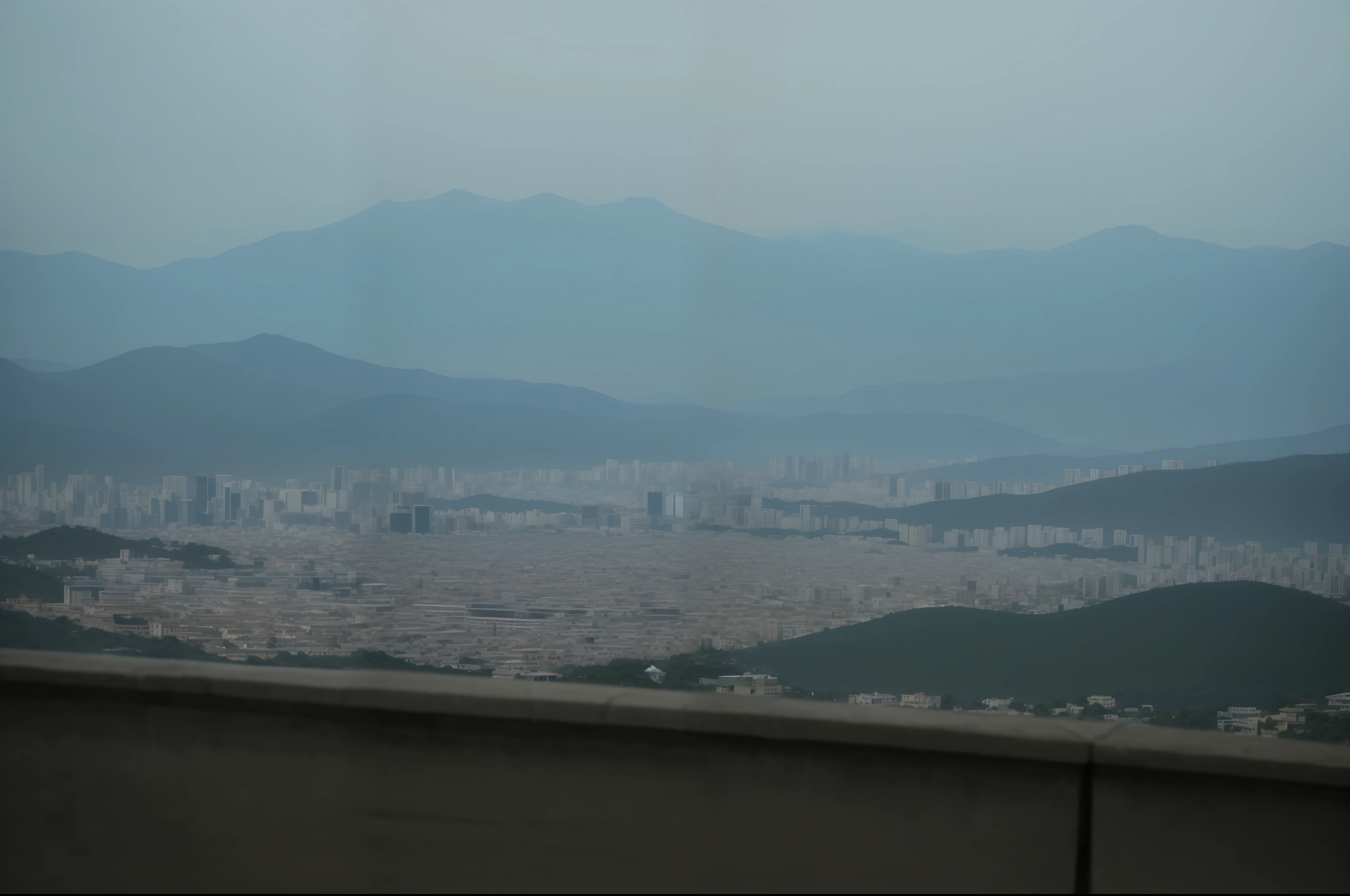 Alafid view of the city with mountains as a background, entire city in view, mountains and a huge old city, urban view in the distance, imperial city in the distance, with mountains in the distance, entire city visible, around the city, city in the distance, town in the background, Hazy and dull, taken with canon eos 5 d --auto