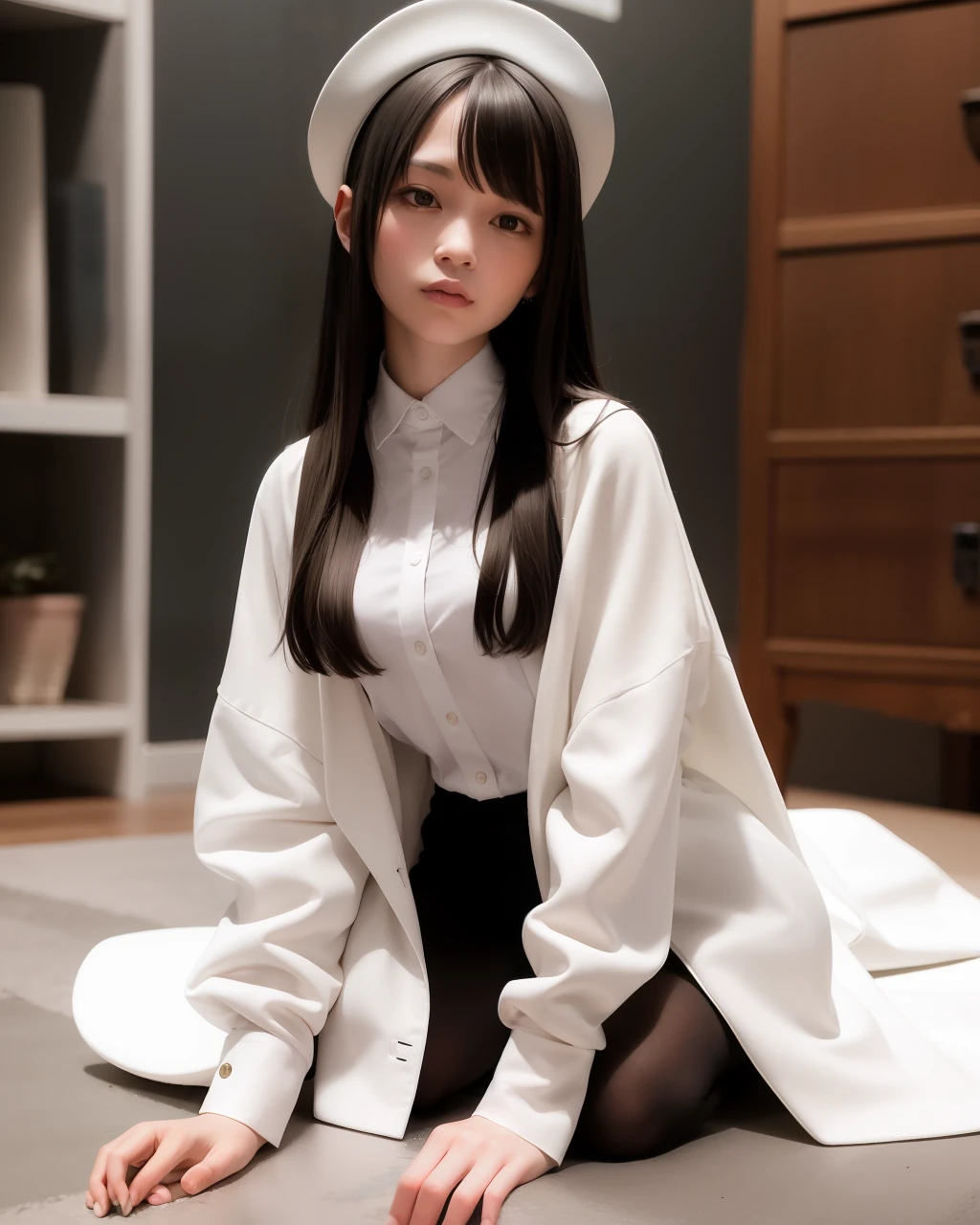The woman in white is black silk
