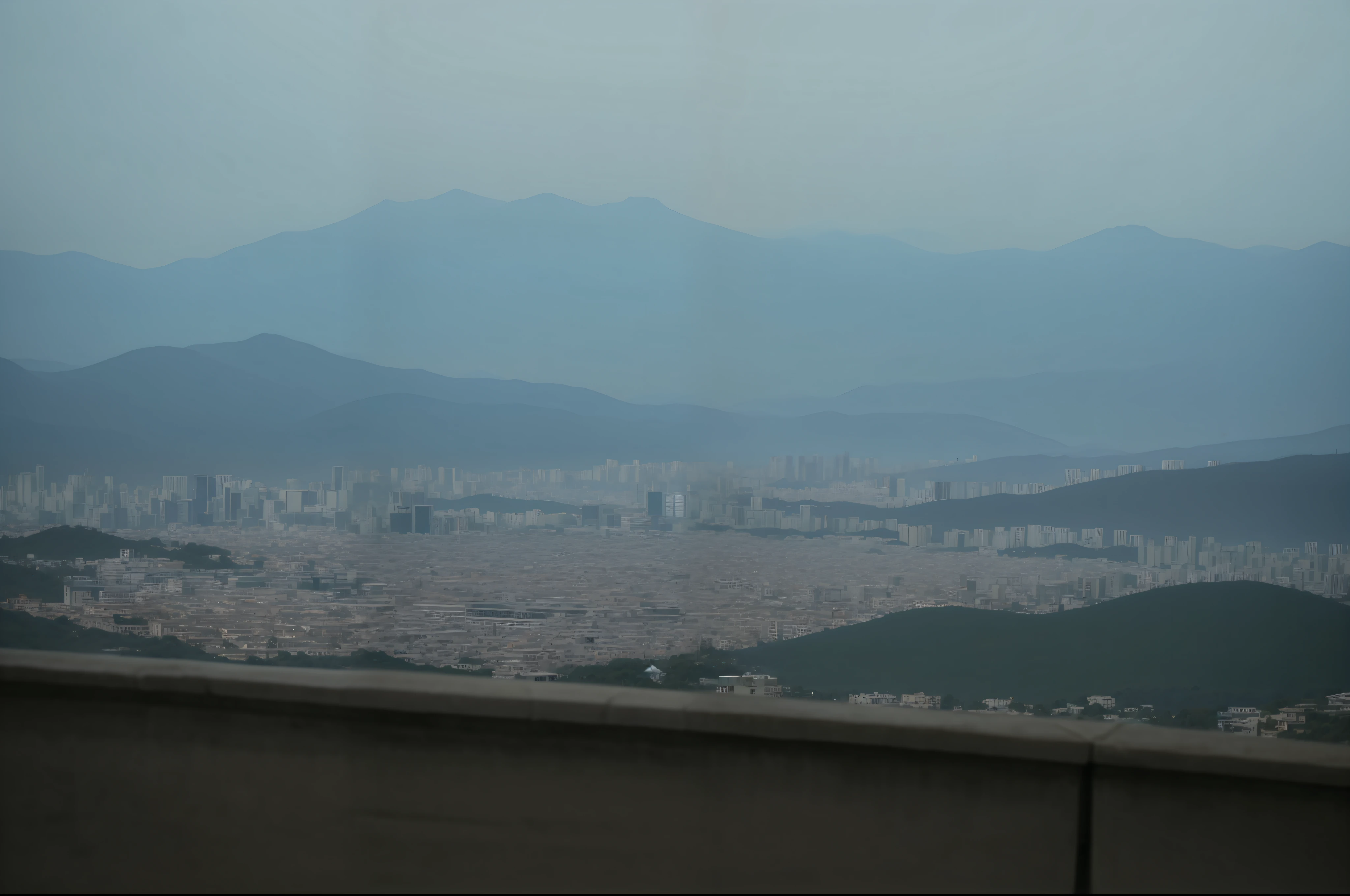 Alafid view of the city with mountains as a background, entire city in view, mountains and a huge old city, urban view in the distance, imperial city in the distance, with mountains in the distance, entire city visible, around the city, city in the distance, town in the background, Hazy and dull, taken with canon eos 5 d --auto