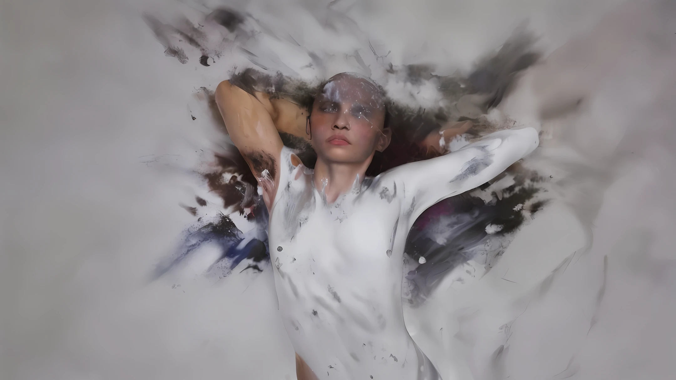 Naked,There is a white liquid on the body,Di Li Gerba