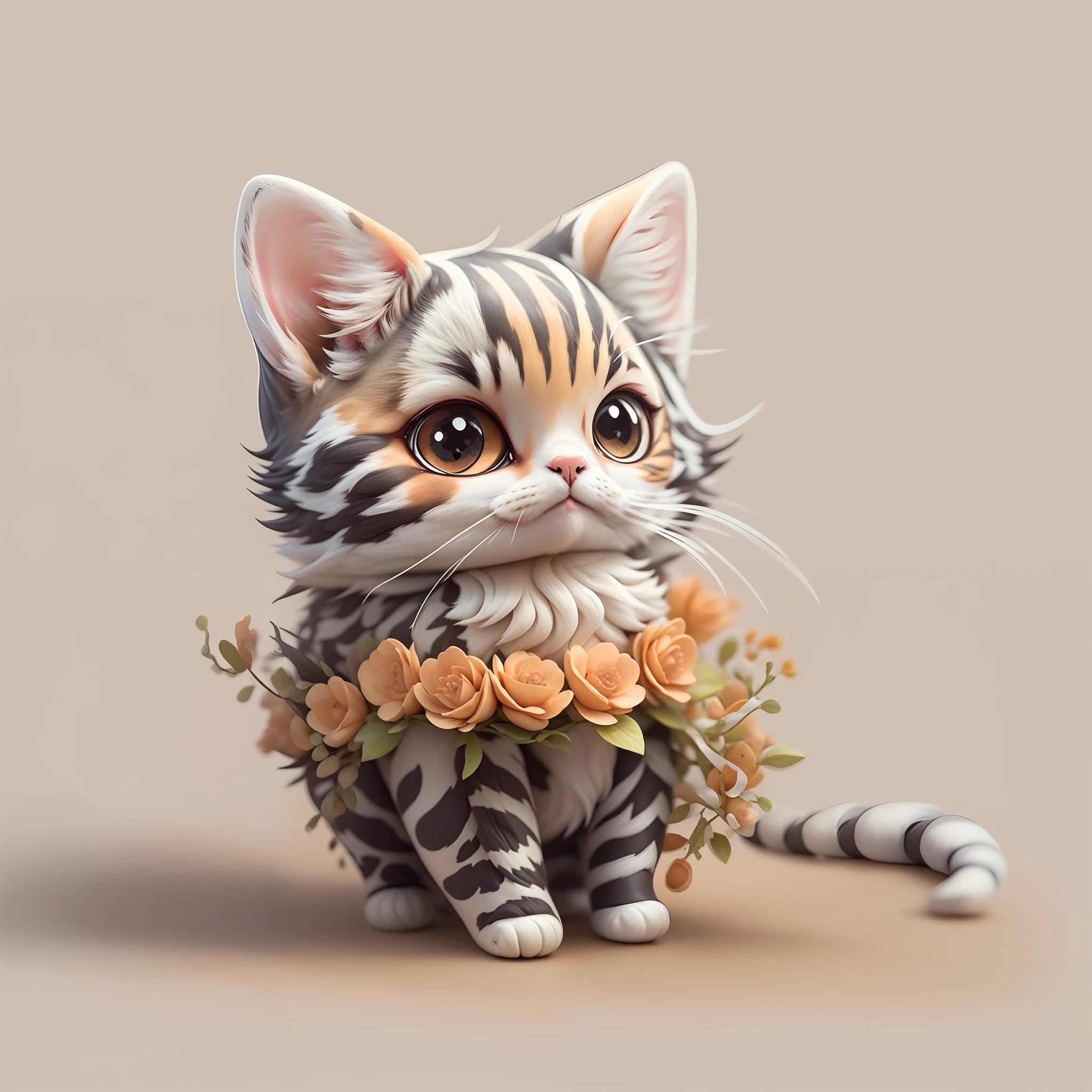 "Arte conceitual imaginativa de uma criatura fofa inspirada em Lora, with the appearance of a cute cat. (CuteCreatures tag ponderado em 0.9)", Clipart, 5 em um