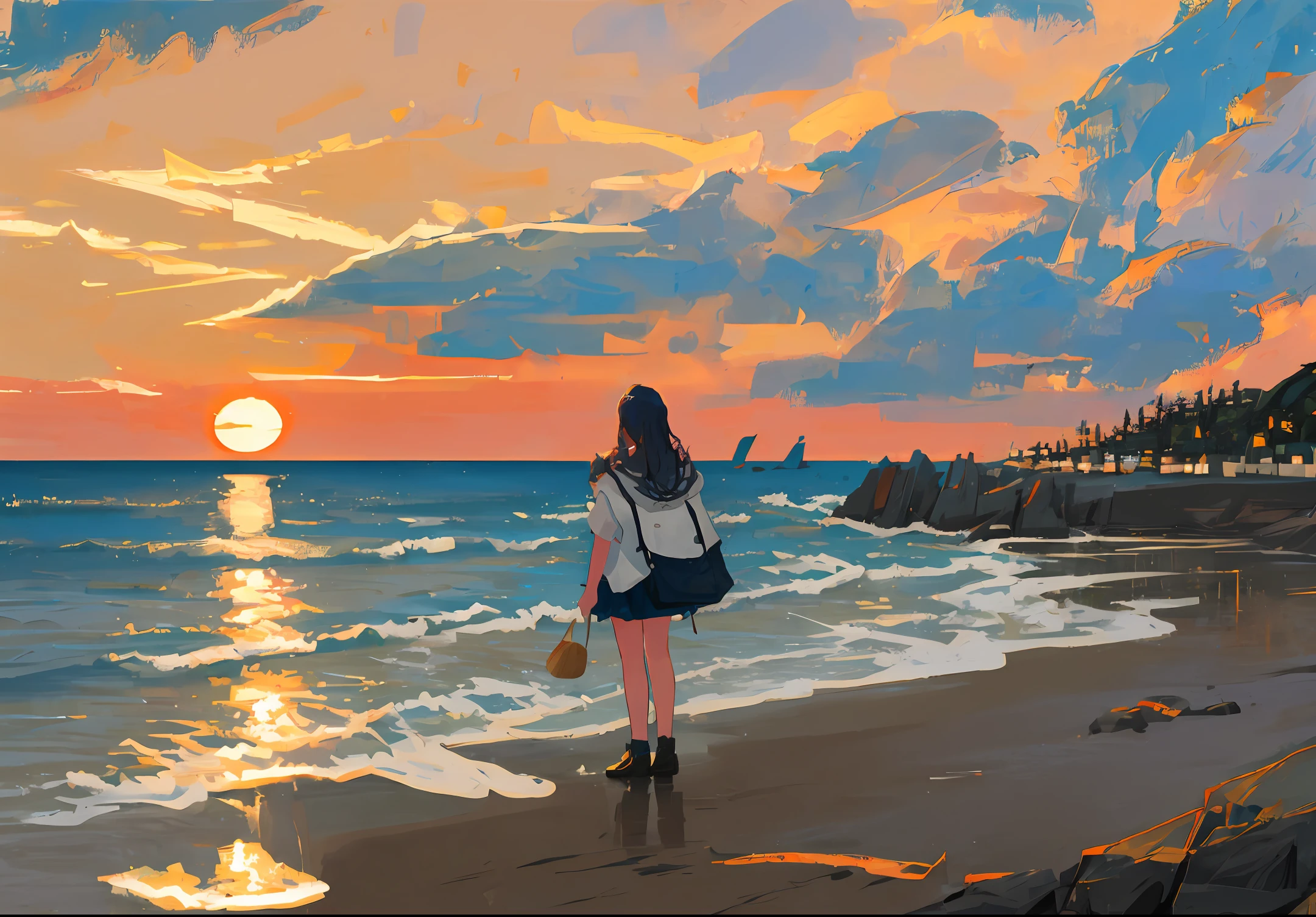the setting sun,beachside,evening light,early evening