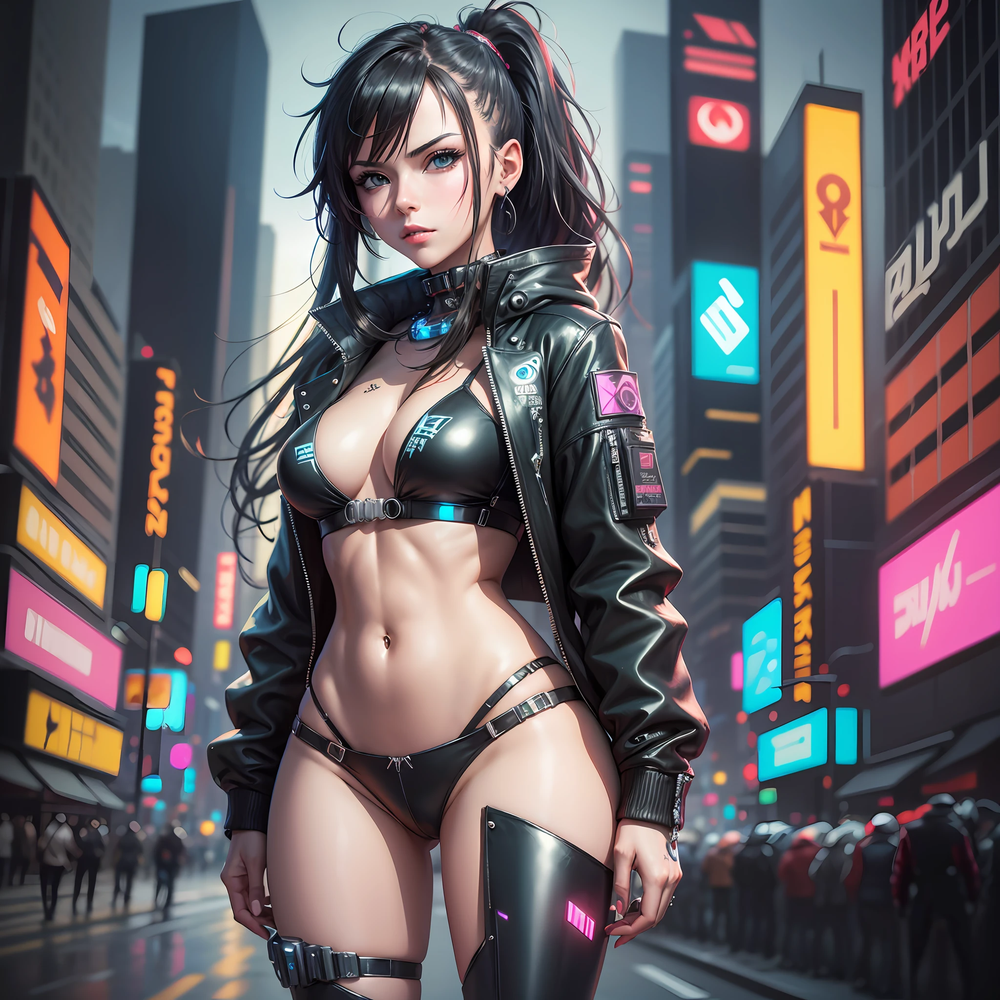 melhor qualidade, melhor obra, renderizado, Retrato bautiful, bela Asuka Langley Soryu em lingerie transparente, Futuristic ripped bikini, roupa transparente, In a futuristic city, renderizado, menina anime, vampiro, com cabelos ruivos, vestido vermelho, olhos azuis, brilhante, Florpunk, samuraipunk, iridescente, bioluminescente, tatuagem punk, Hyper - Detalhado Vibrante Cinematic Raking Light, atordoante, Subsurface scattering, Ambient occlusion, chromatic aberration, 8k --auto