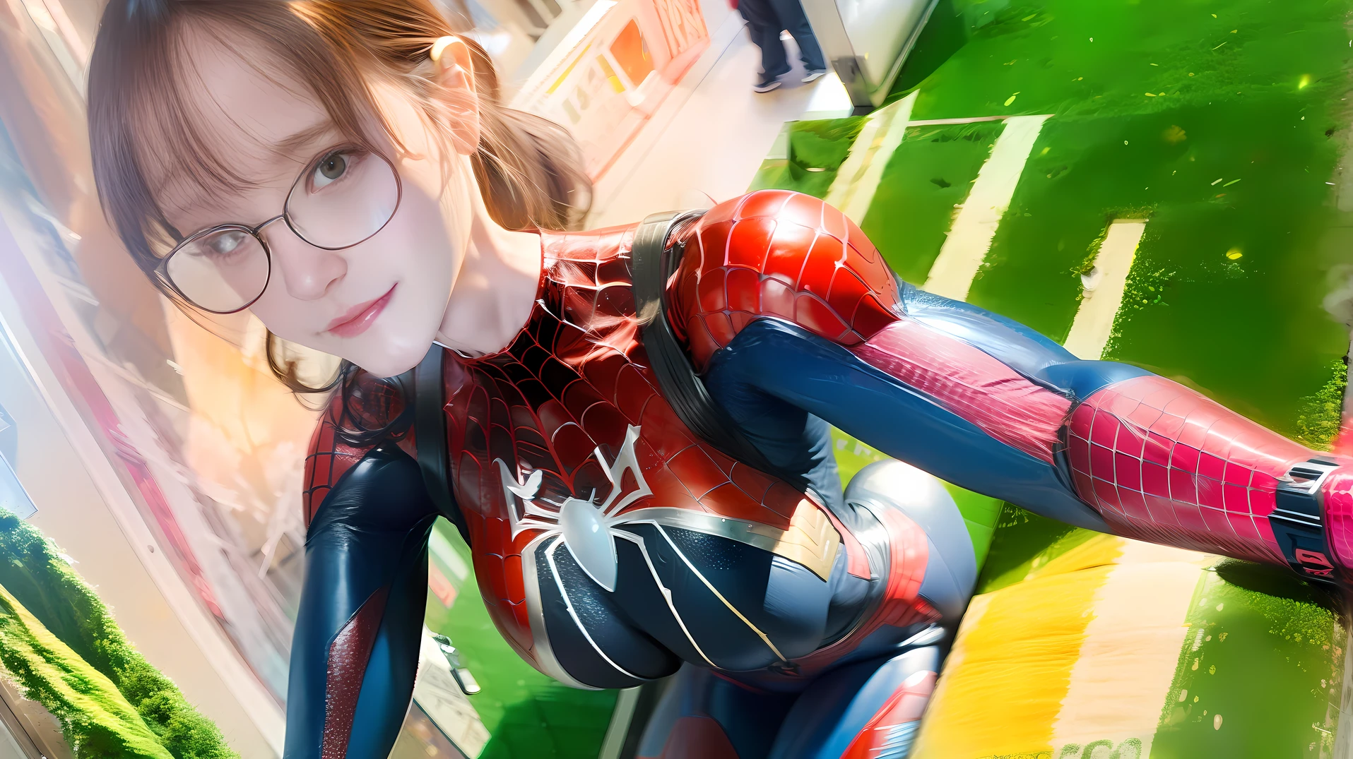 Spider-Man mech,Au face shape,4k,amarelo,full bodyesbian,ssee-through,flare