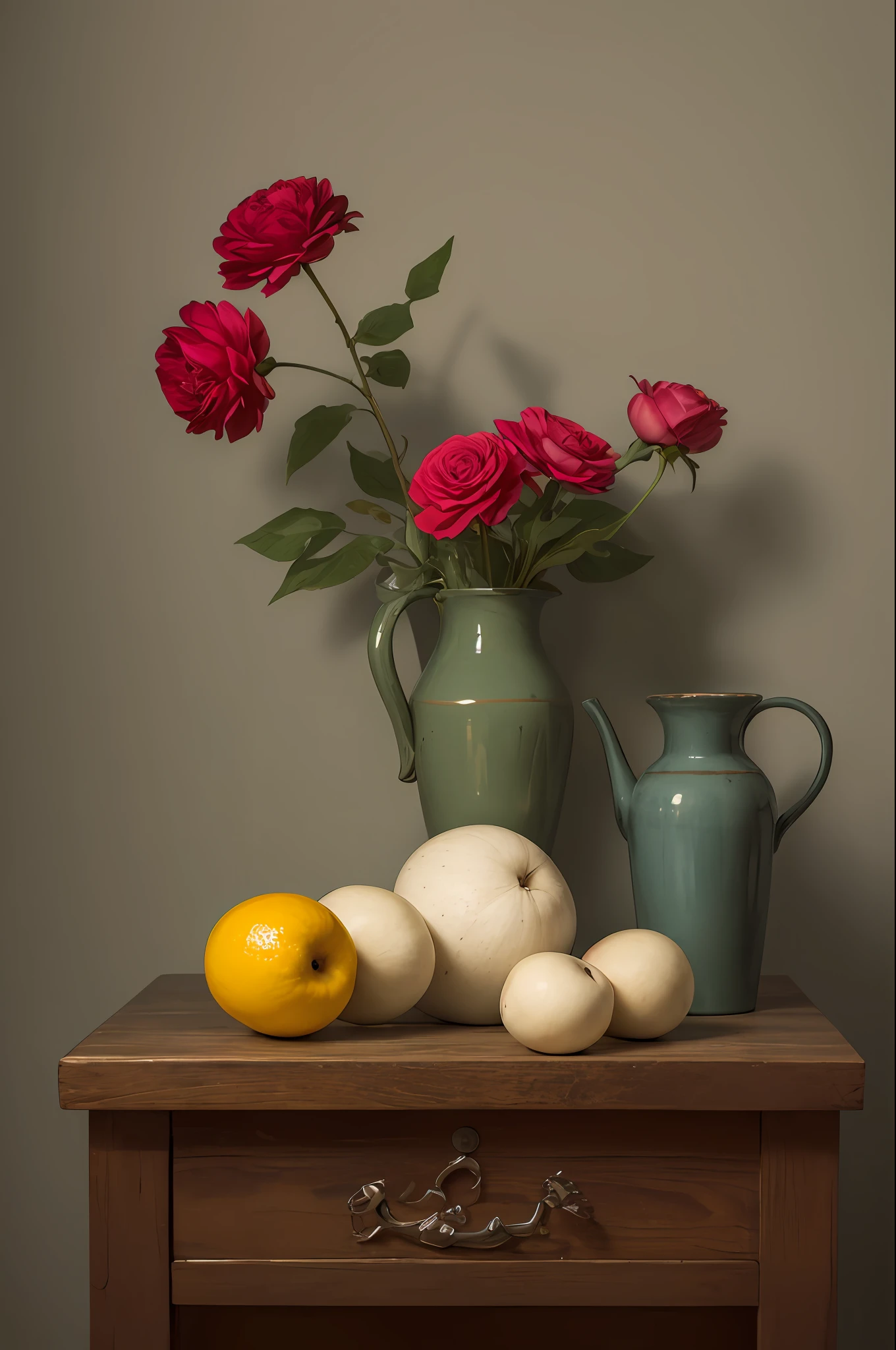 (masterpiece), (best quality), (still_life:1.3), no humans, Simple background, old, realistic, Rembrandt lights, 8K, Ultra-HD, hyper-realistic, vibrant, 8k, detailed, ultra detail, soothing tones, muted colors, fresh flowers,