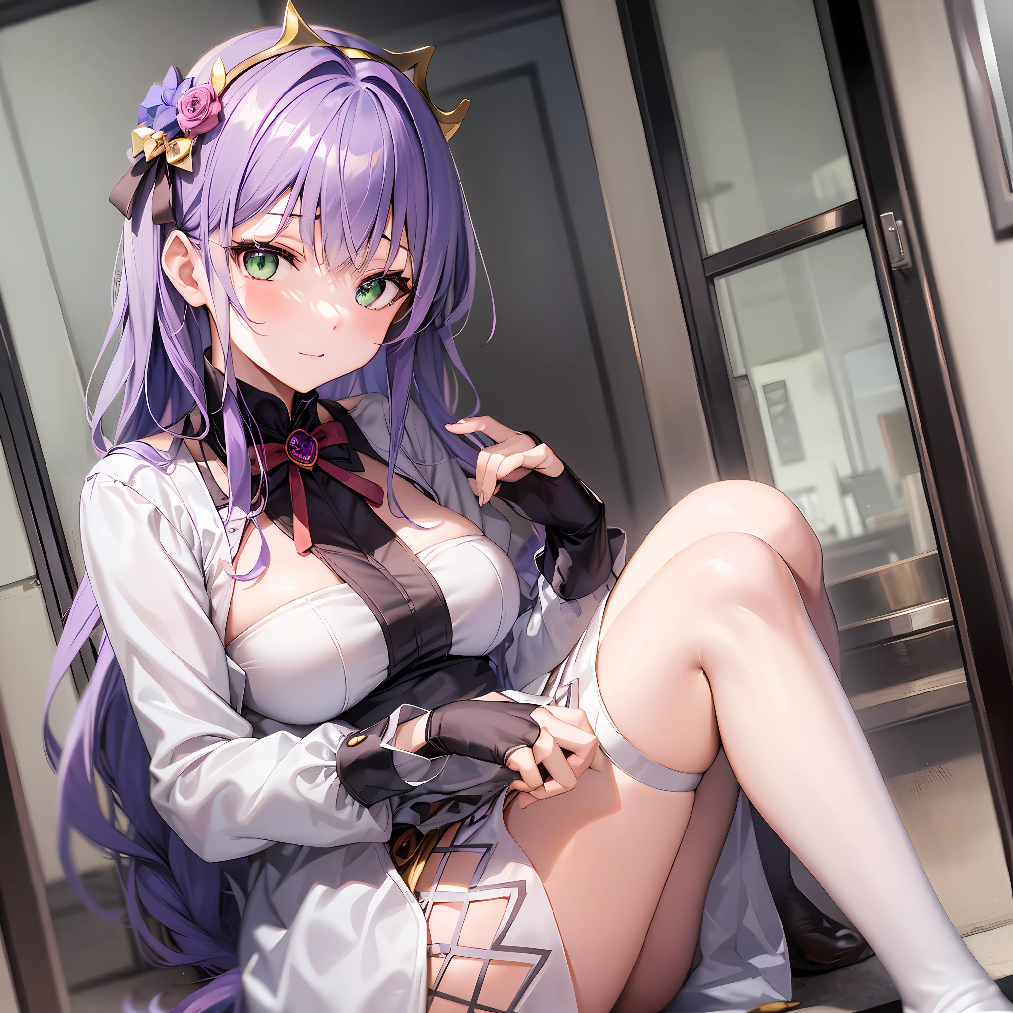 Anime - Stylistic image of a woman in a short skirt and a white shirt, seductive anime girls, anime moe art style, Marin Kitagawa fanart, Best anime 4k konachan wallpaper, Smooth anime CG art, the anime girl is crouching, 8k octae render photo, beautiful anime girl crouching, A scene from the《azur lane》videogame
