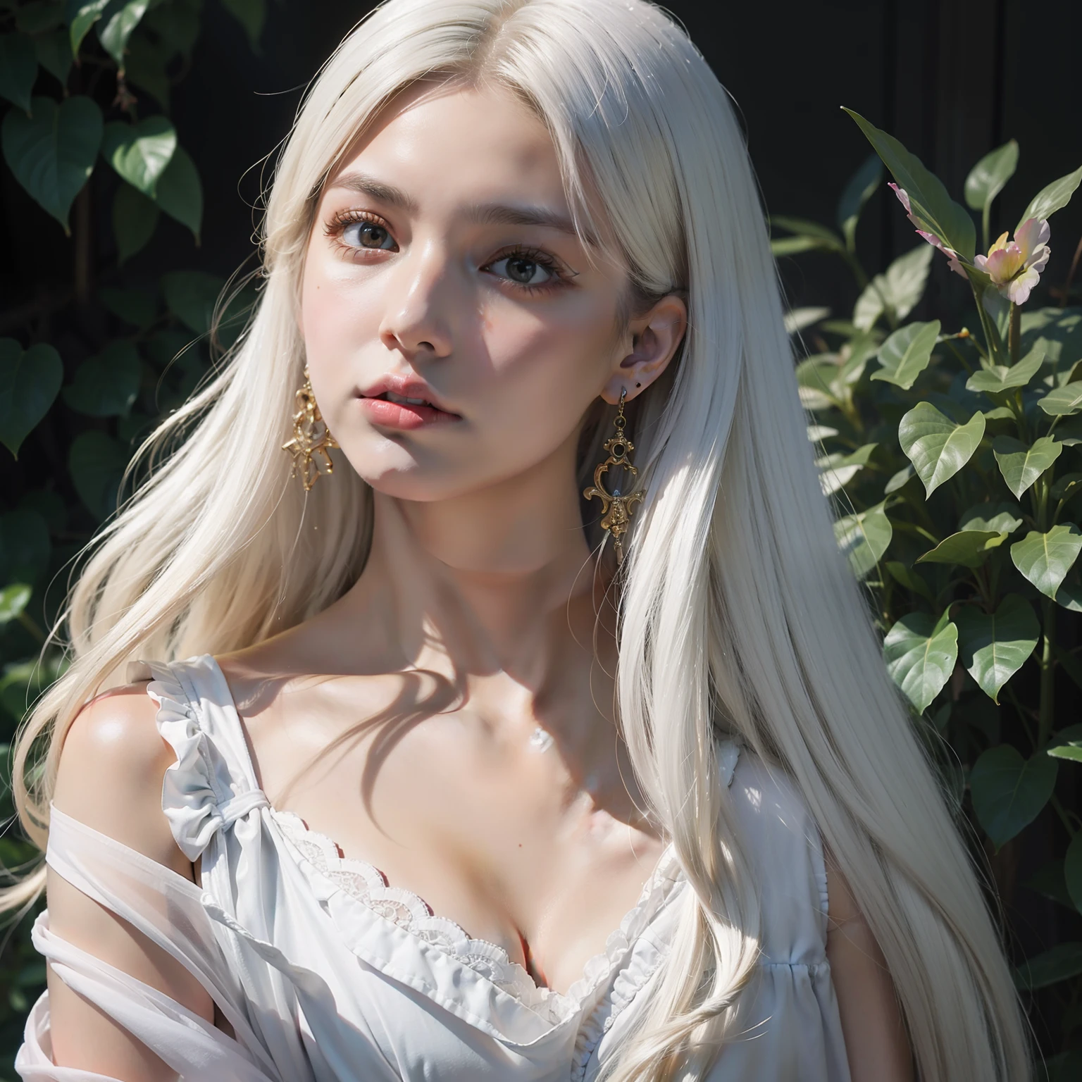 Manteau blanc,white skinned,whaite hair,long braid,Golden eyes,Look up,The upper part of the body,Need,tmasterpiece