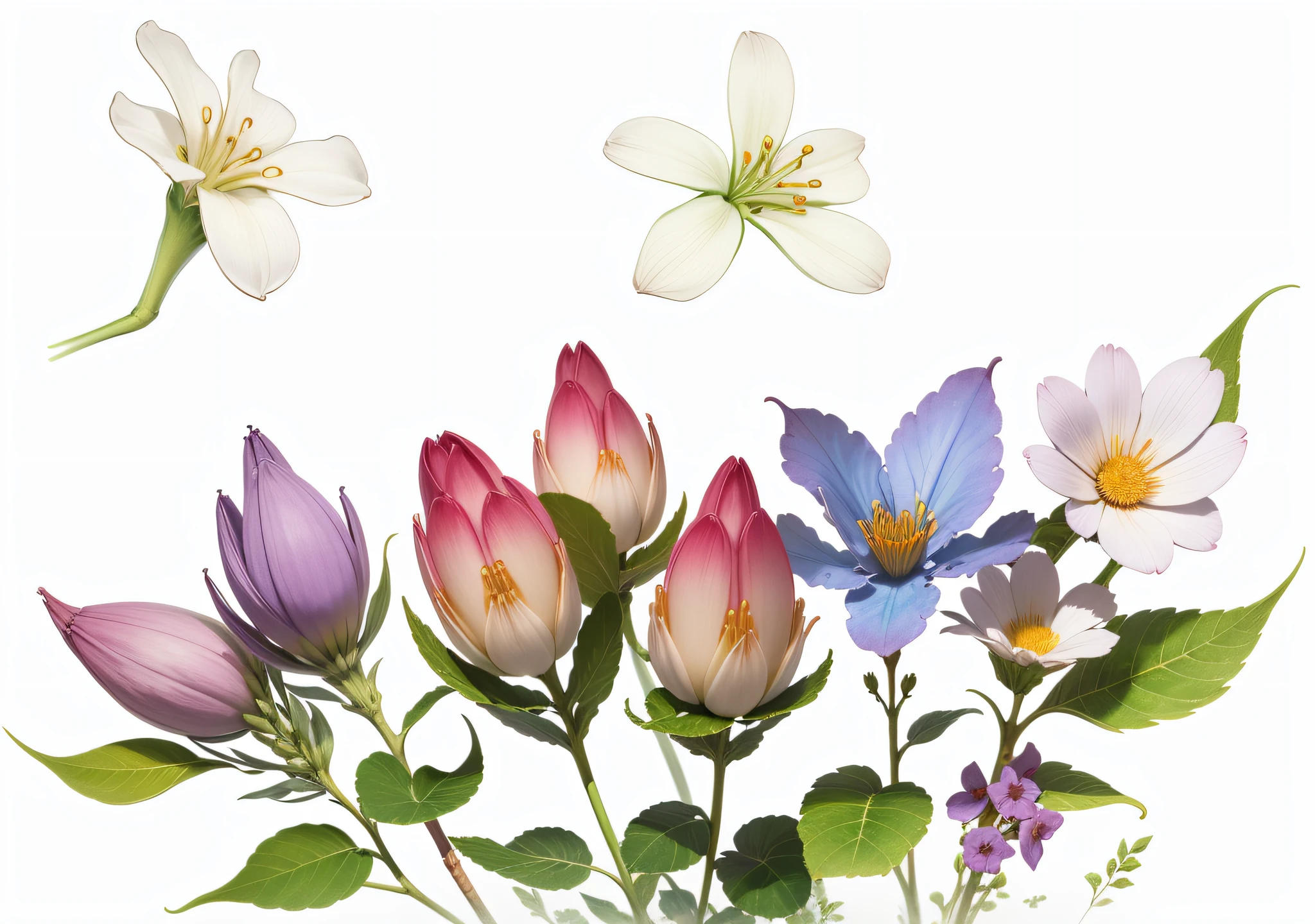 Line drawings are colored,White oil paulownia flower,WaterColor style,Clean background --auto