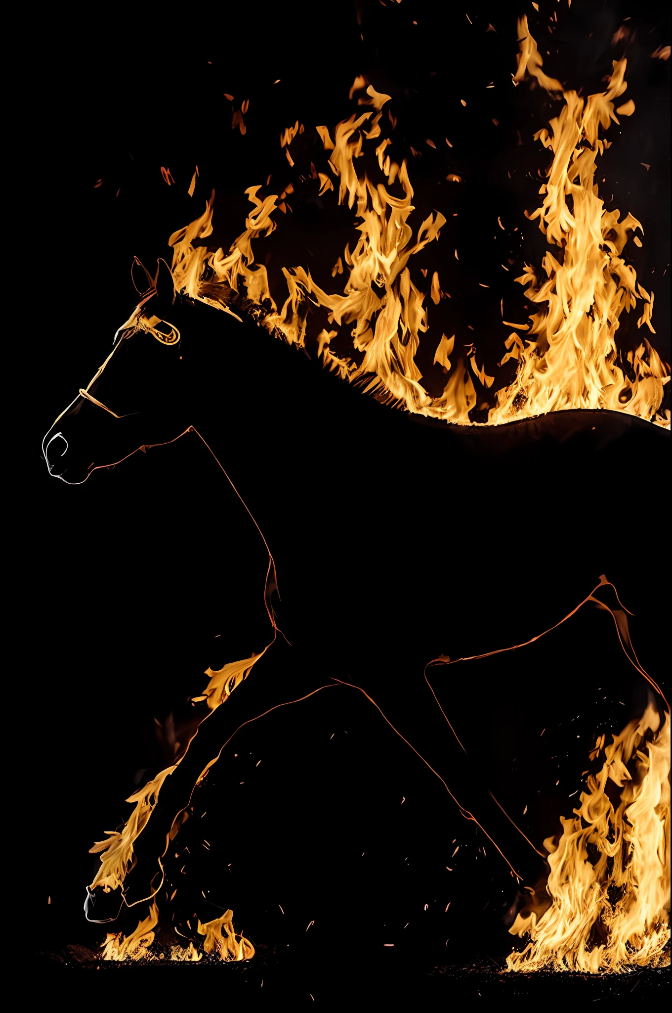 Horse on fire