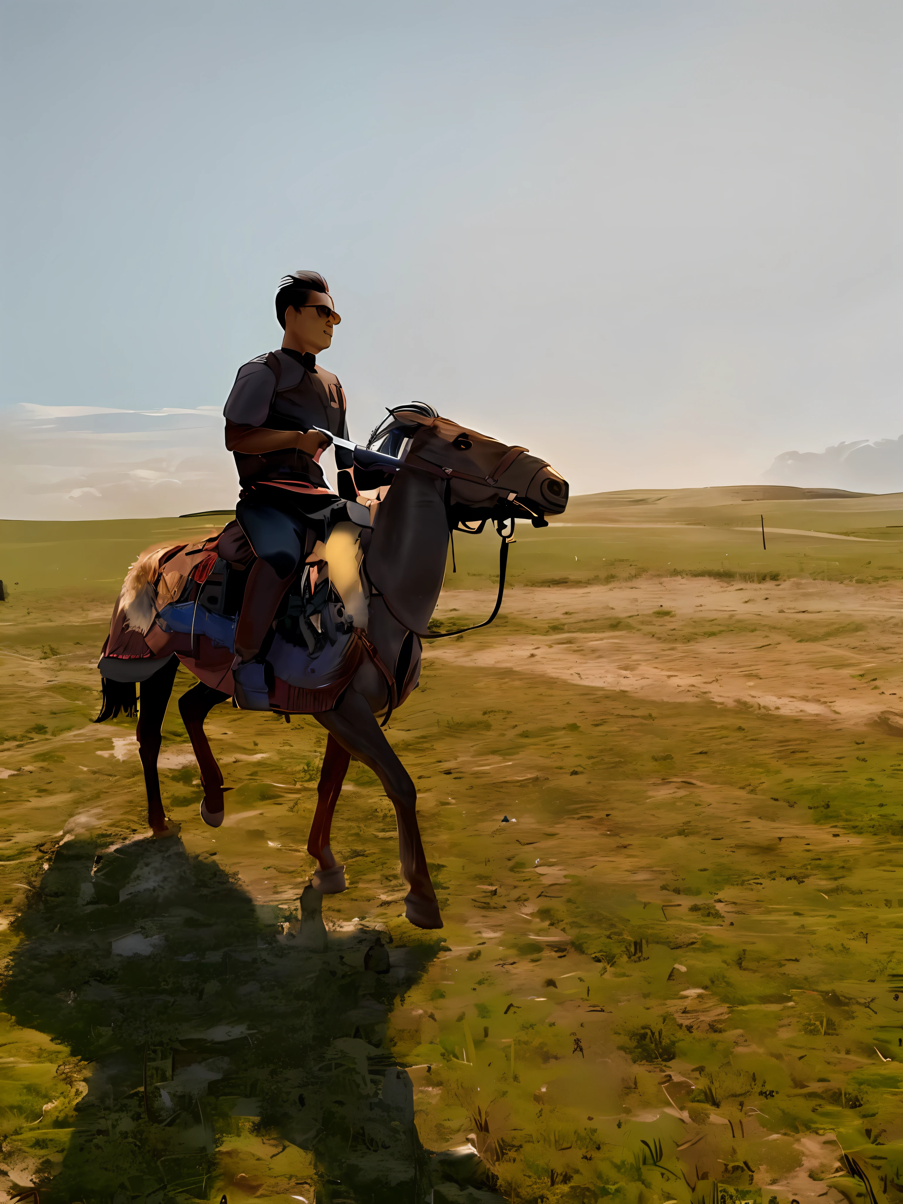 There was a man riding a horse in the field, In the steppe, Riding a horse, mounted on a horse, ancient mongolian elon musk, riding on a prancing horse, Mongolia, Man in horse suit, ride horse, the rider carries a large sword, ride horse, Riding a camel, horse in background, Riding a black horse, with horse driven