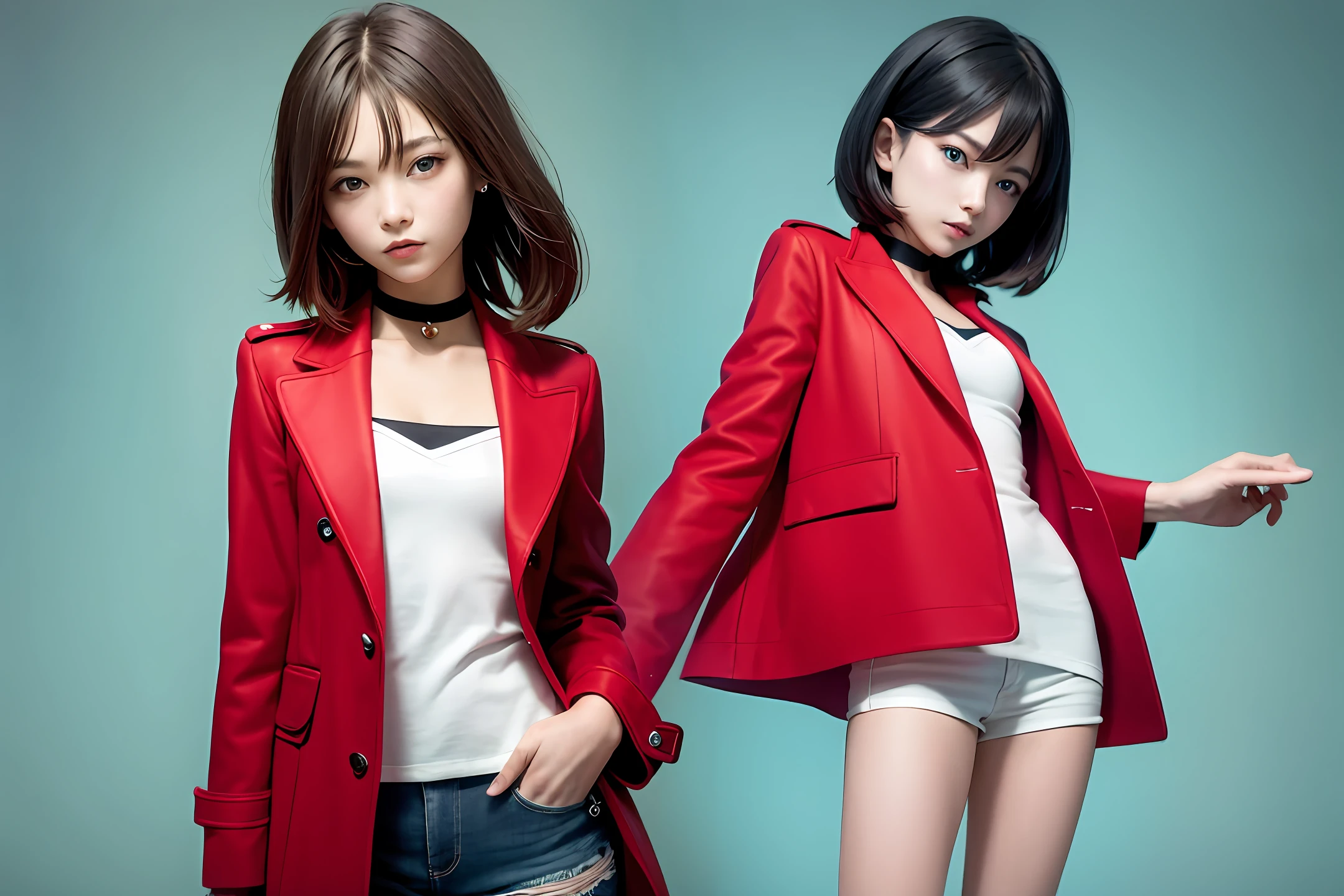 Redcoat,whaite hair,Blue eyes,a beauty girl,quadratic element