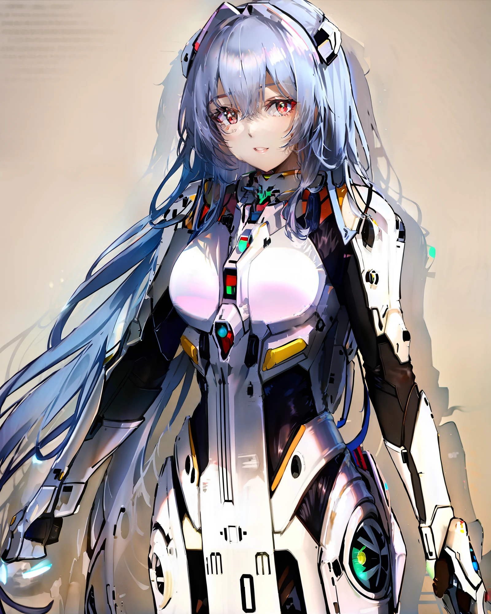 Gentle white big-breasted mech