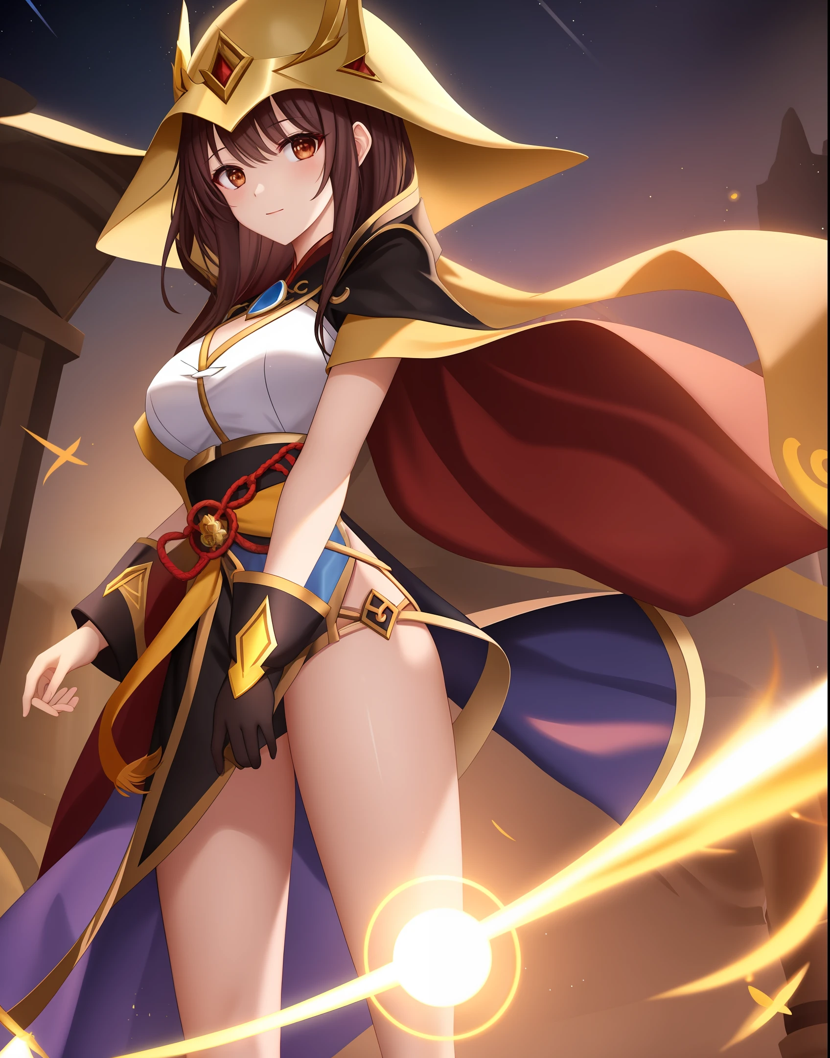 The female Infinite Mage Gu Yi held the magic array with a yellow cloak on her head