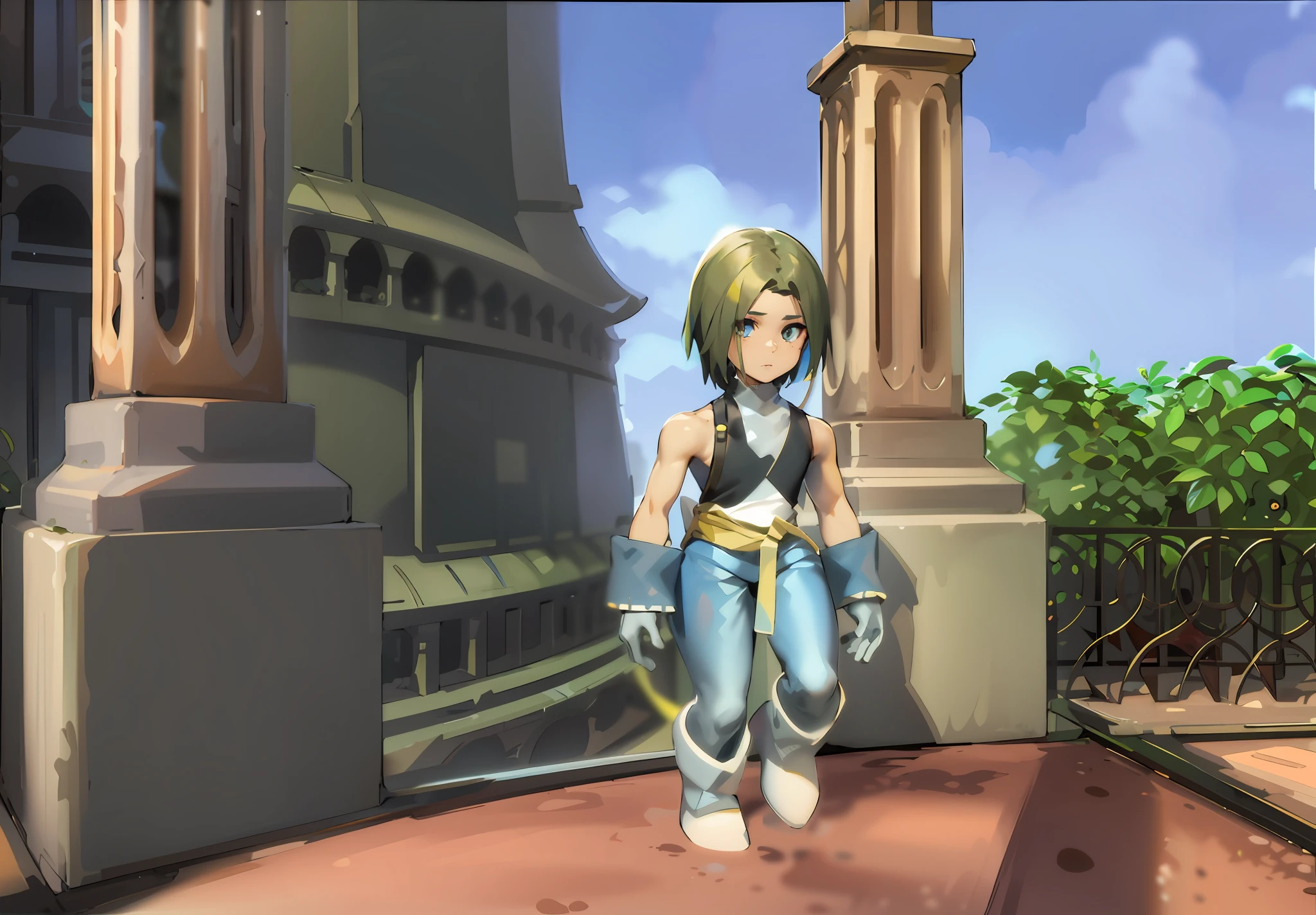 Male (man), (Masterpiece : 1,8), 64k quality, final fantasy artwork concept, detailed manga eyes, detailed hair, detailed clothes, detailed body, cleaner designs, detailed face pronounced, shiny objects like jewels, see creases on clothes, more coherent clothing, more rounded eyes transparent liquid globular, more colors, more coherent clothing , correct the features of the clothes, better eyes contour, better shoulders, really colorful, coarser line, black line, finishing . (coarser line) (black line) (homogeneous rendering: 1.3)