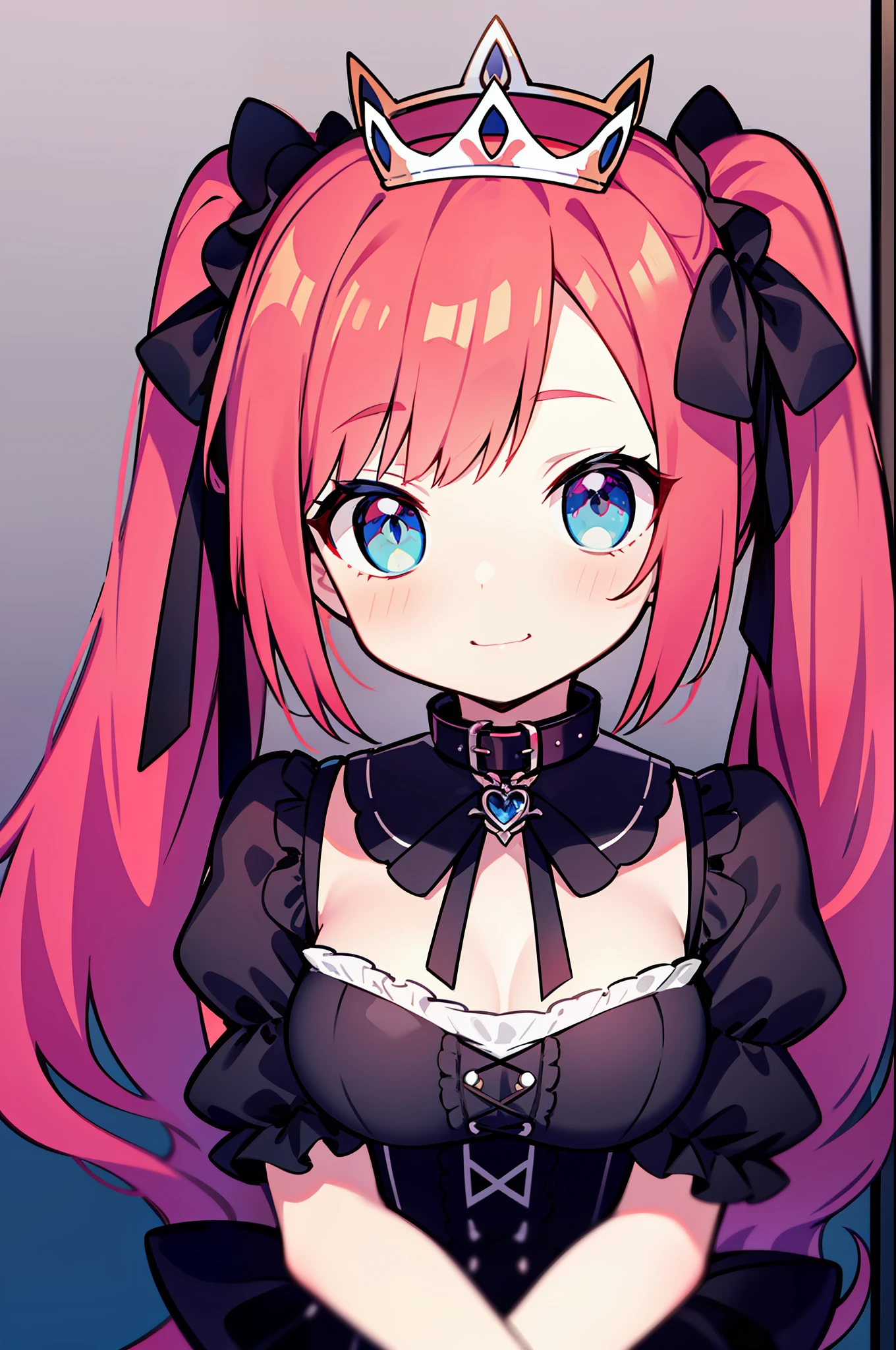 Red hair, Blue eyes, twintails, Goth ta, Darkgoth, Collar,Crown tiara,pride,solo,lolig hair