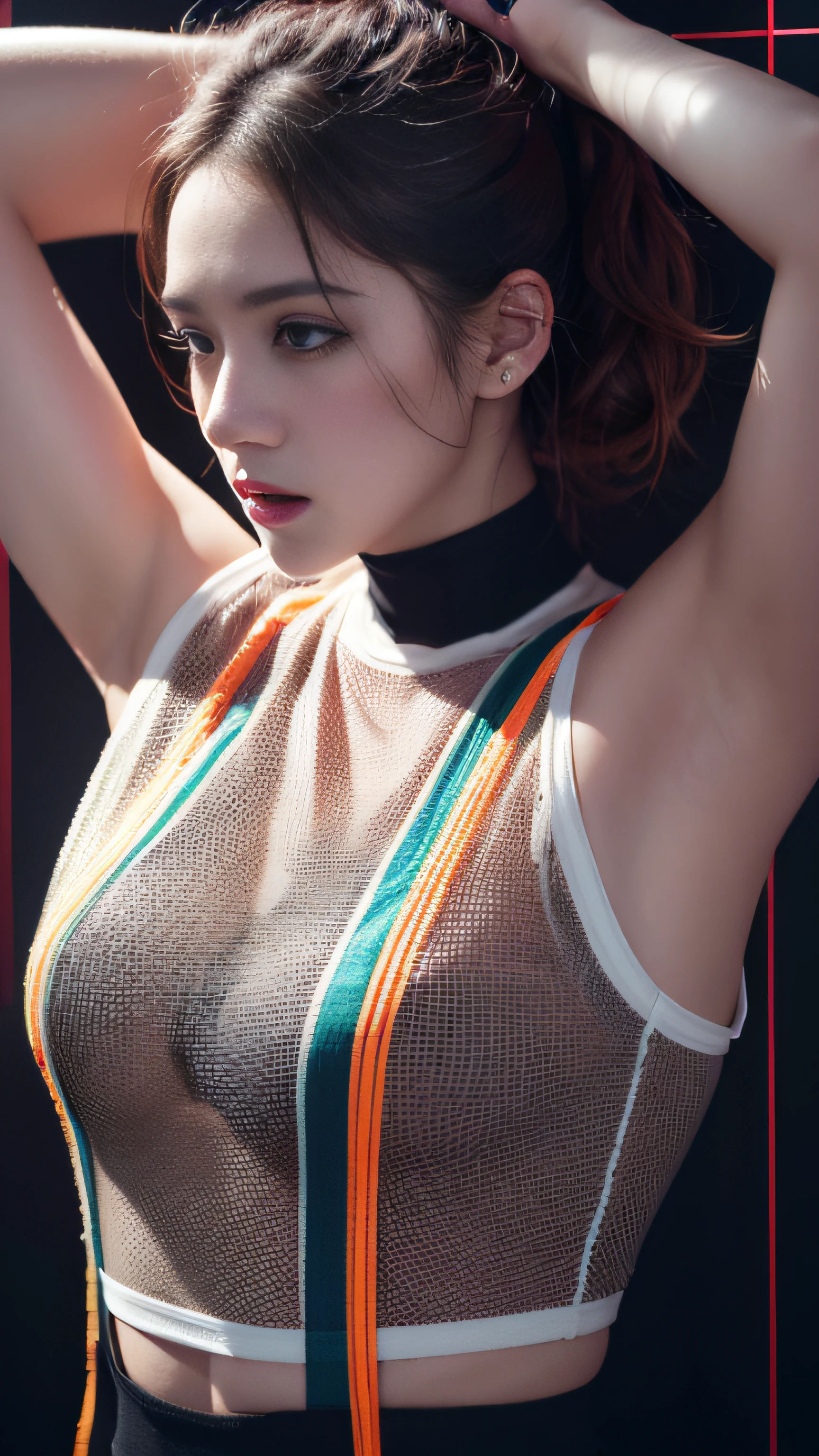 high quality neon fabric textured detailed aesthetic conceptual artistic different unique stylish neon on female model artistic photographies