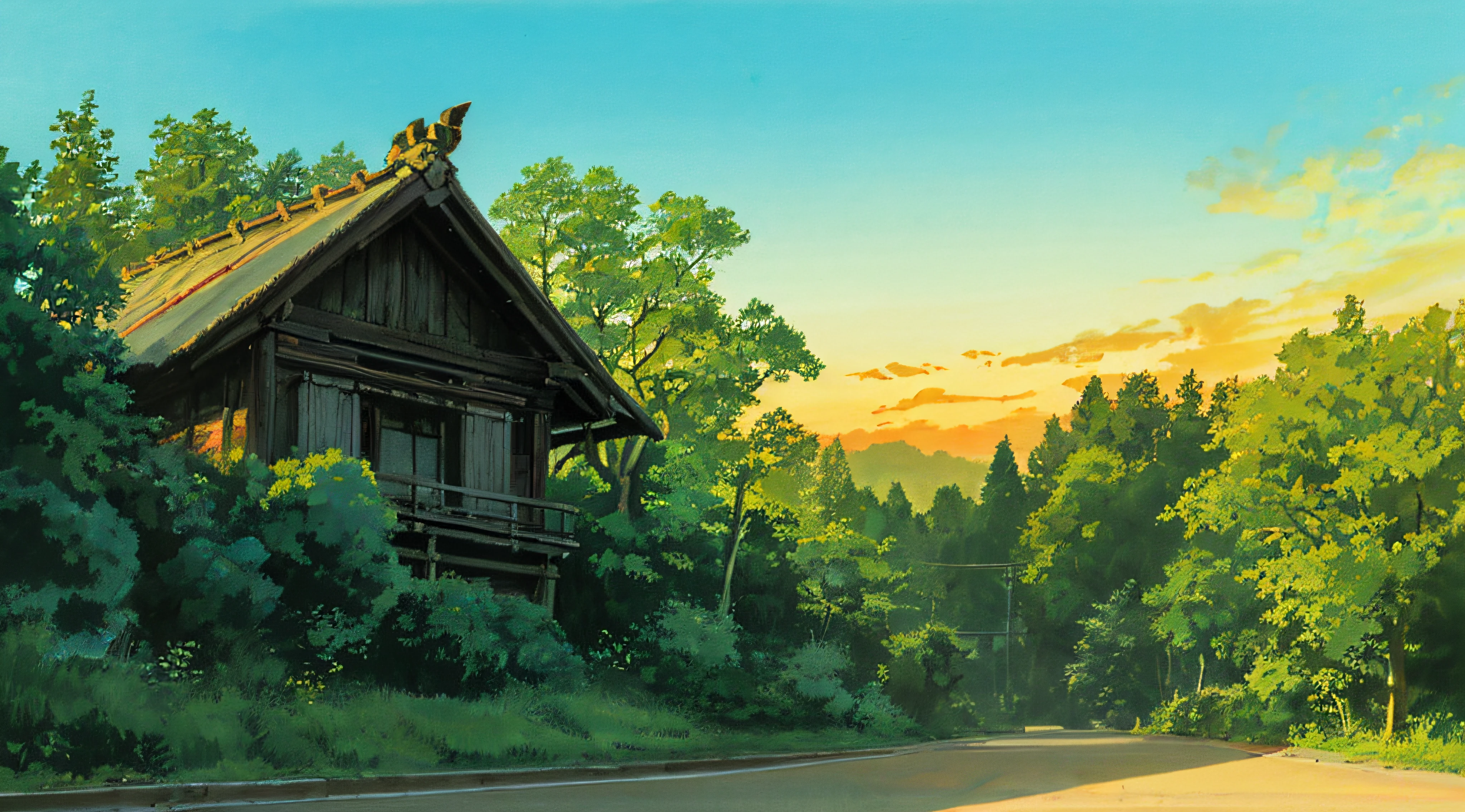 outdoor in the golden hour
Background Ghibli style village,
(fujifilm 16k) ,hyperrealistic, intricate detail, autolevel, dark, art nouveau, dramatic, desaturated, (expansive), intricate