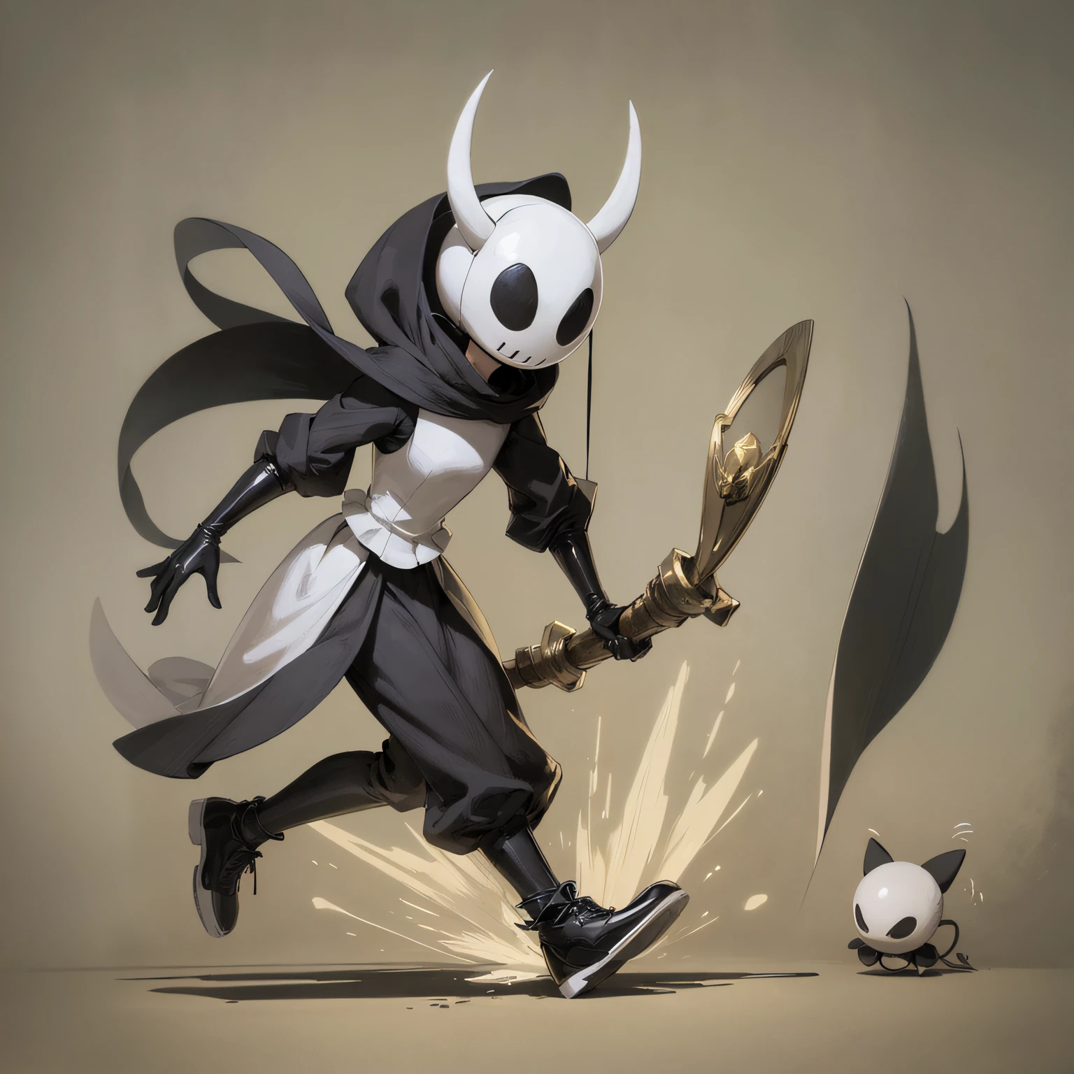 (hollow knight style), villain, linen canvas, 1 character, final boss