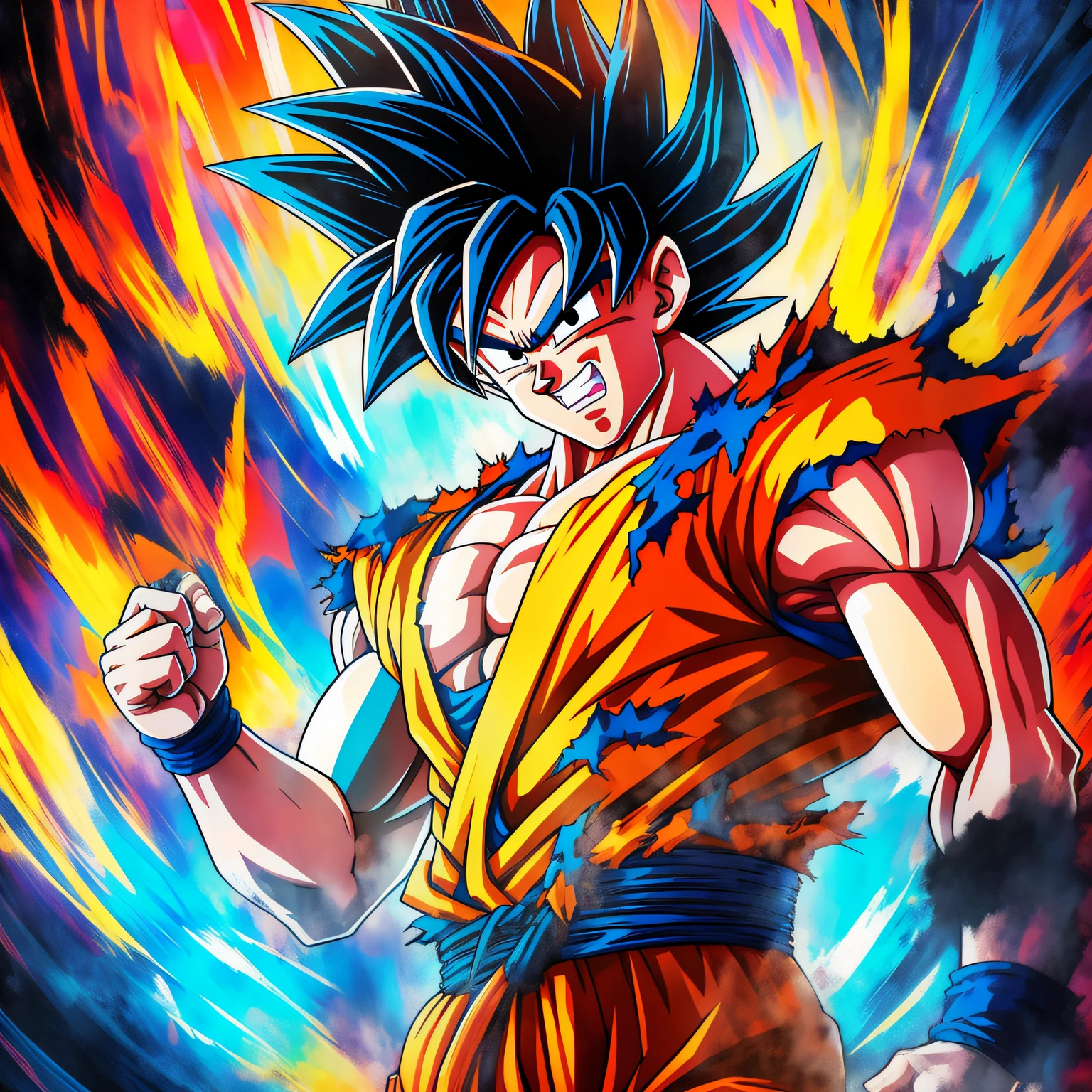 dragonball，son goku，solo person，big laughter，Orange，starryskybackground --auto