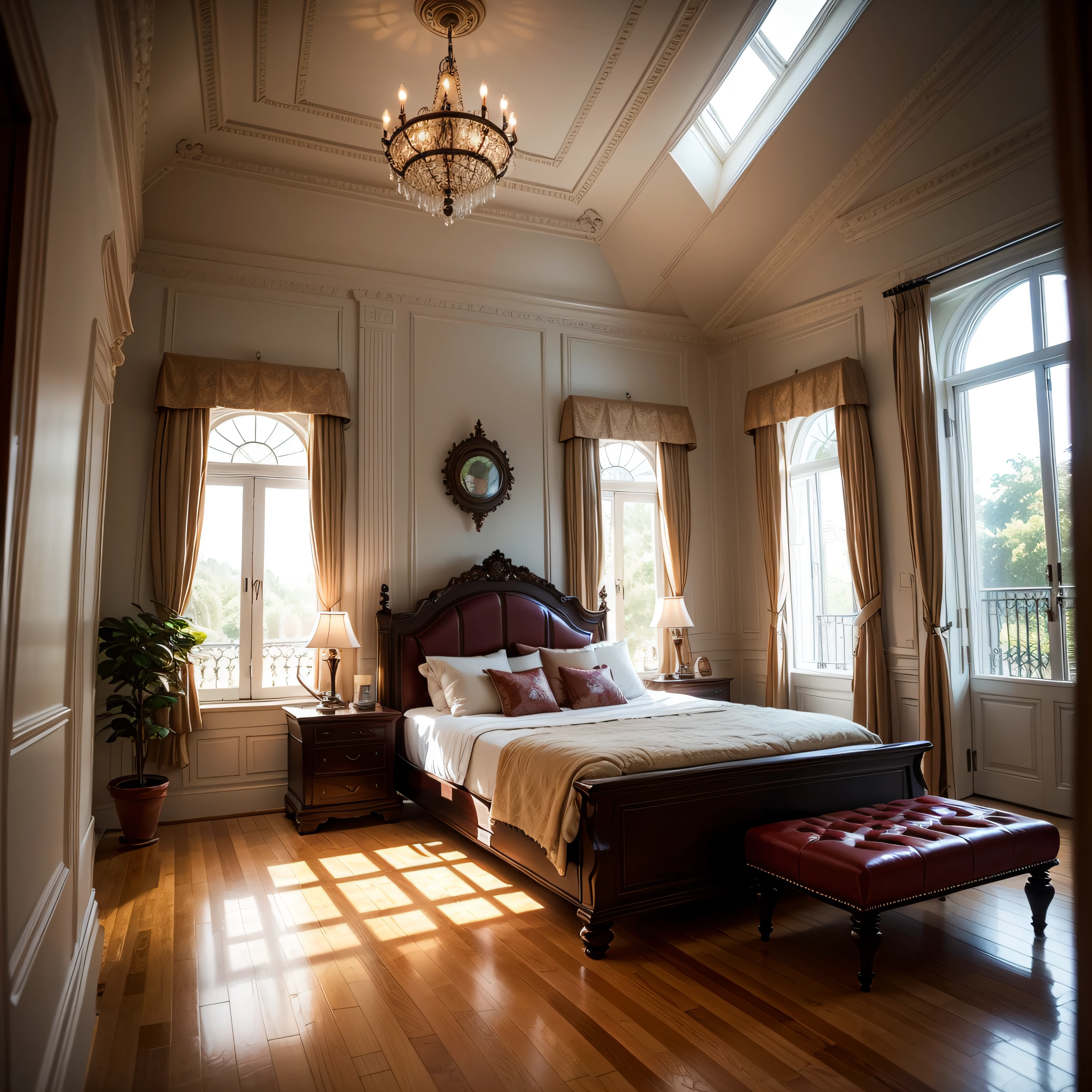 luxurious room of a mansion, with large windows and very nice ambient lights, qualidade de foto profissional --auto