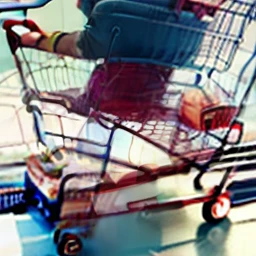 bit girl,Cyberpunk style shopping cart