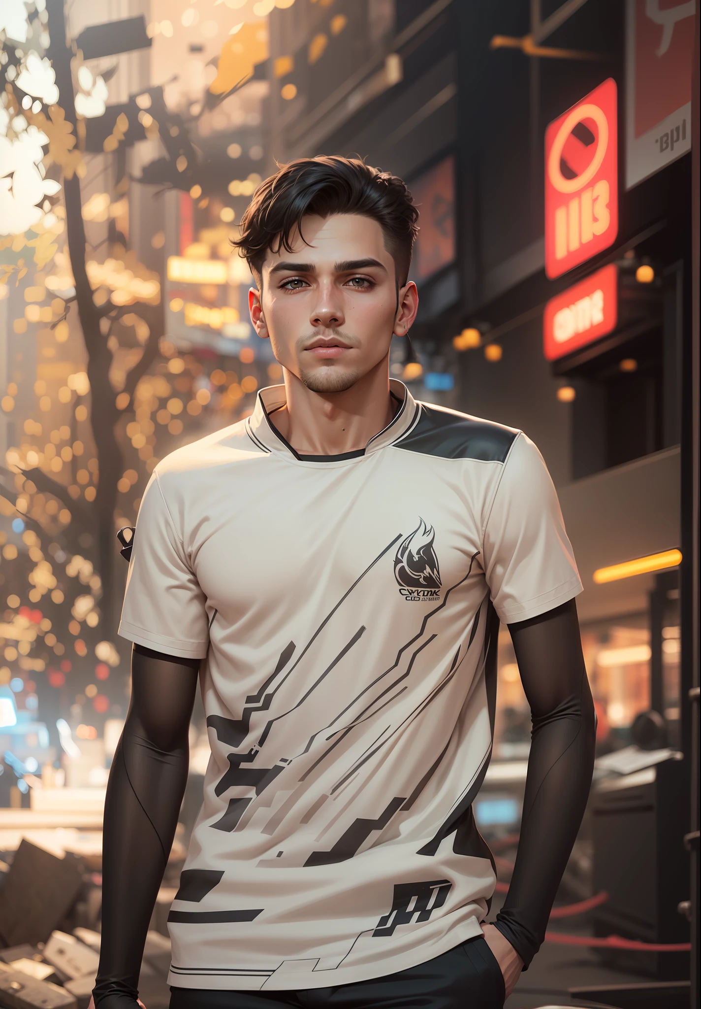 Change background cyberpunk handsome boy, realistic face, 8k, ultra realistic