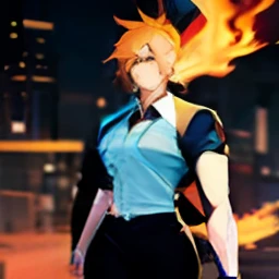 ember,modern day,Business suit,seminude,musculature