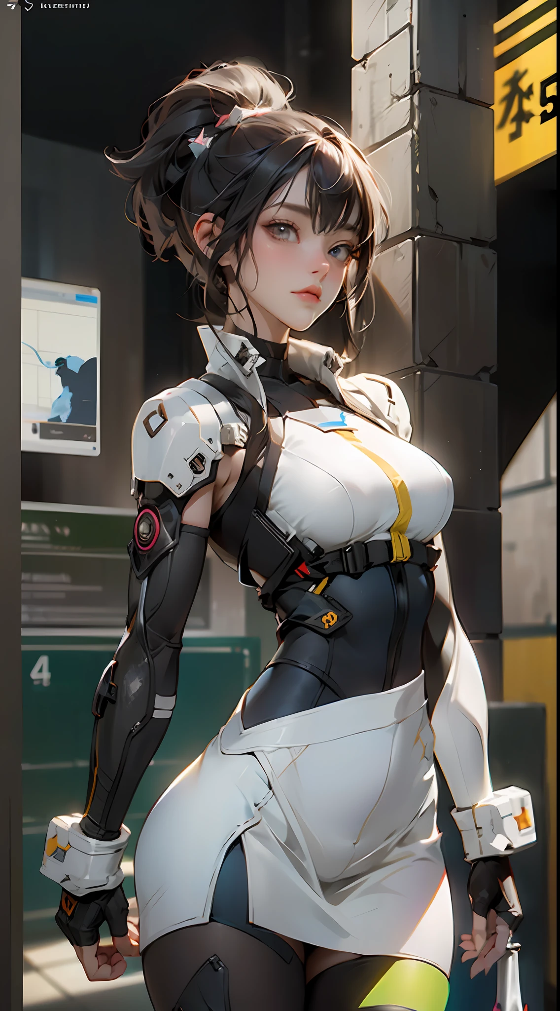 ((Melhor qualidade)), ((obra-prima)), (detalhado: 1.4), 3D, uma imagem de uma linda mulher cyberpunk, 1 girl, quadris largos, bunda grande, bumbum brasileiro, HDR (High Dynamic Range), Ray Tracing, NVIDIA RTX, Super-Resolution, Unreal 5, Subsurface dispersão, Textura PBR, Post-processing, anisotropic filtering, Profundidade de campo, Maximum clarity and sharpness, Texturas multicamadas, Albedo e mapas especulares, surface shading, Accurate simulation of light-material interaction, perfectly proportions, Octane Render, Two-tone lighting, Abertura ampla, ISO baixo, White balance, thirds rule, 8K RAW,