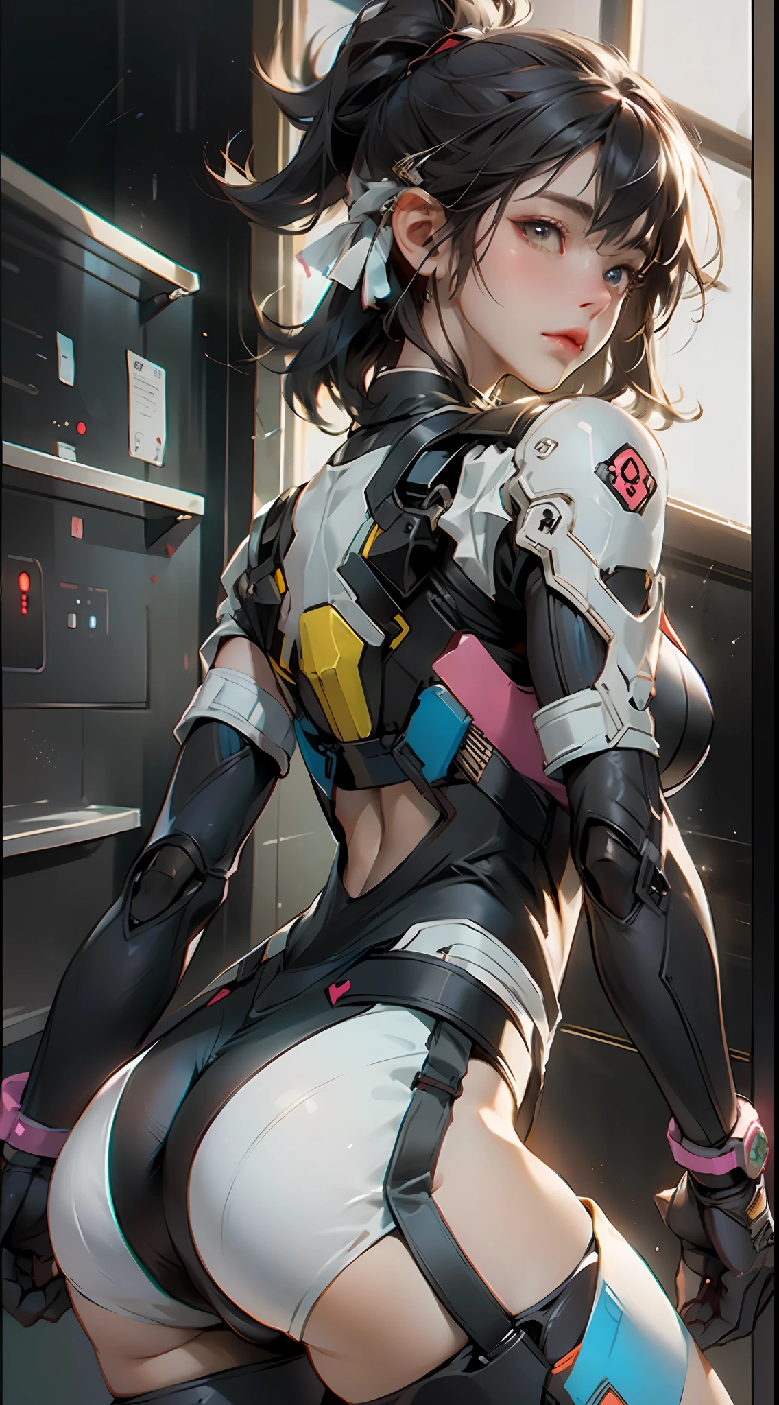 ((Melhor qualidade)), ((obra-prima)), (detalhado: 1.4), 3D, uma imagem de uma linda mulher cyberpunk, 1 girl, quadris largos, bunda grande, bumbum brasileiro, HDR (High Dynamic Range), Ray Tracing, NVIDIA RTX, Super-Resolution, Unreal 5, Subsurface dispersão, Textura PBR, Post-processing, anisotropic filtering, Profundidade de campo, Maximum clarity and sharpness, Texturas multicamadas, Albedo e mapas especulares, surface shading, Accurate simulation of light-material interaction, perfectly proportions, Octane Render, Two-tone lighting, Abertura ampla, ISO baixo, White balance, thirds rule, 8K RAW,