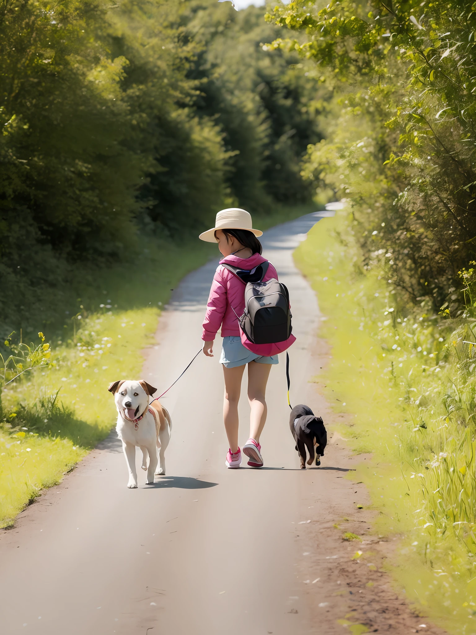 Kizi,2 ,Lead the dog,On the road,Chrysanthemum hair,Forest trail