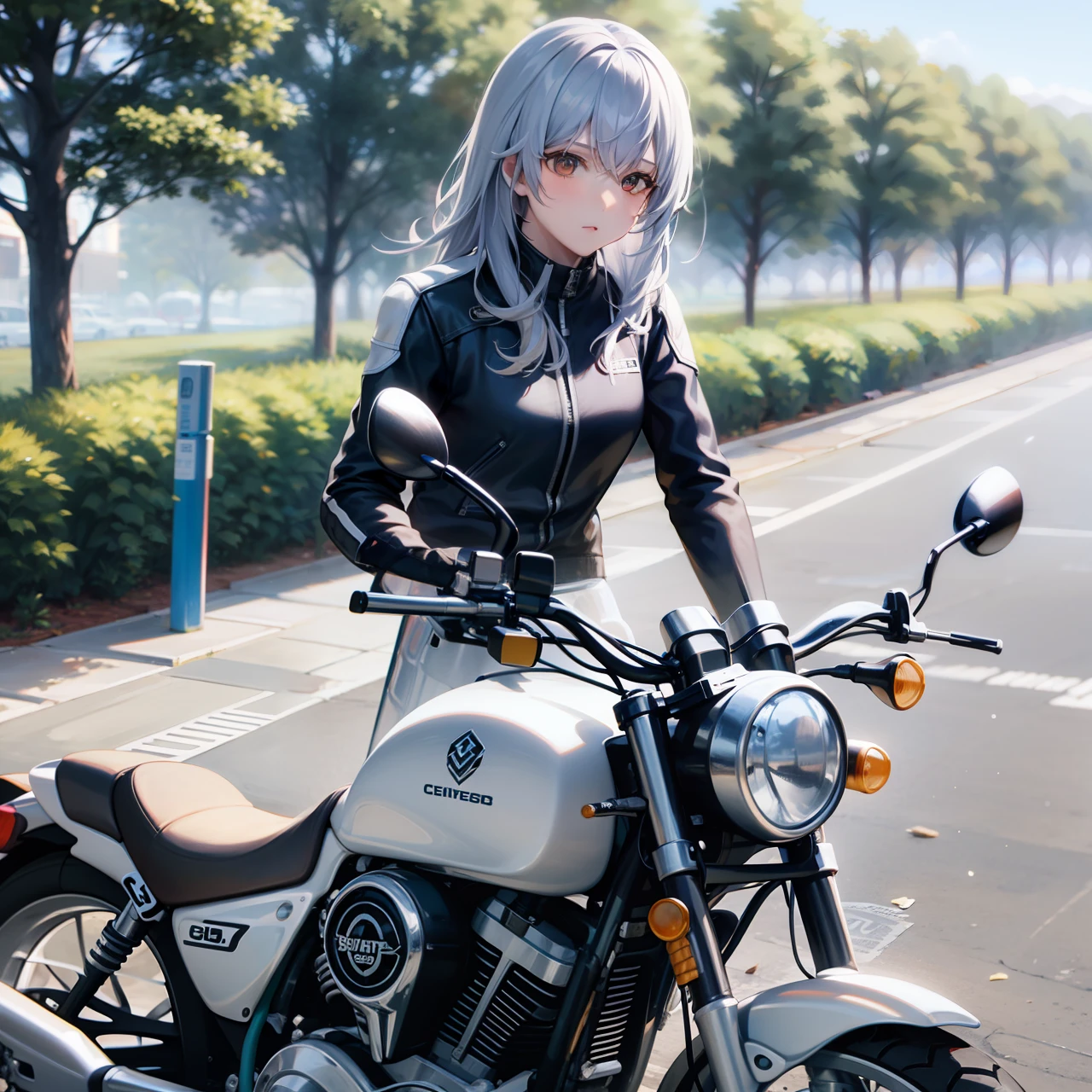 the motorcycle,white colors