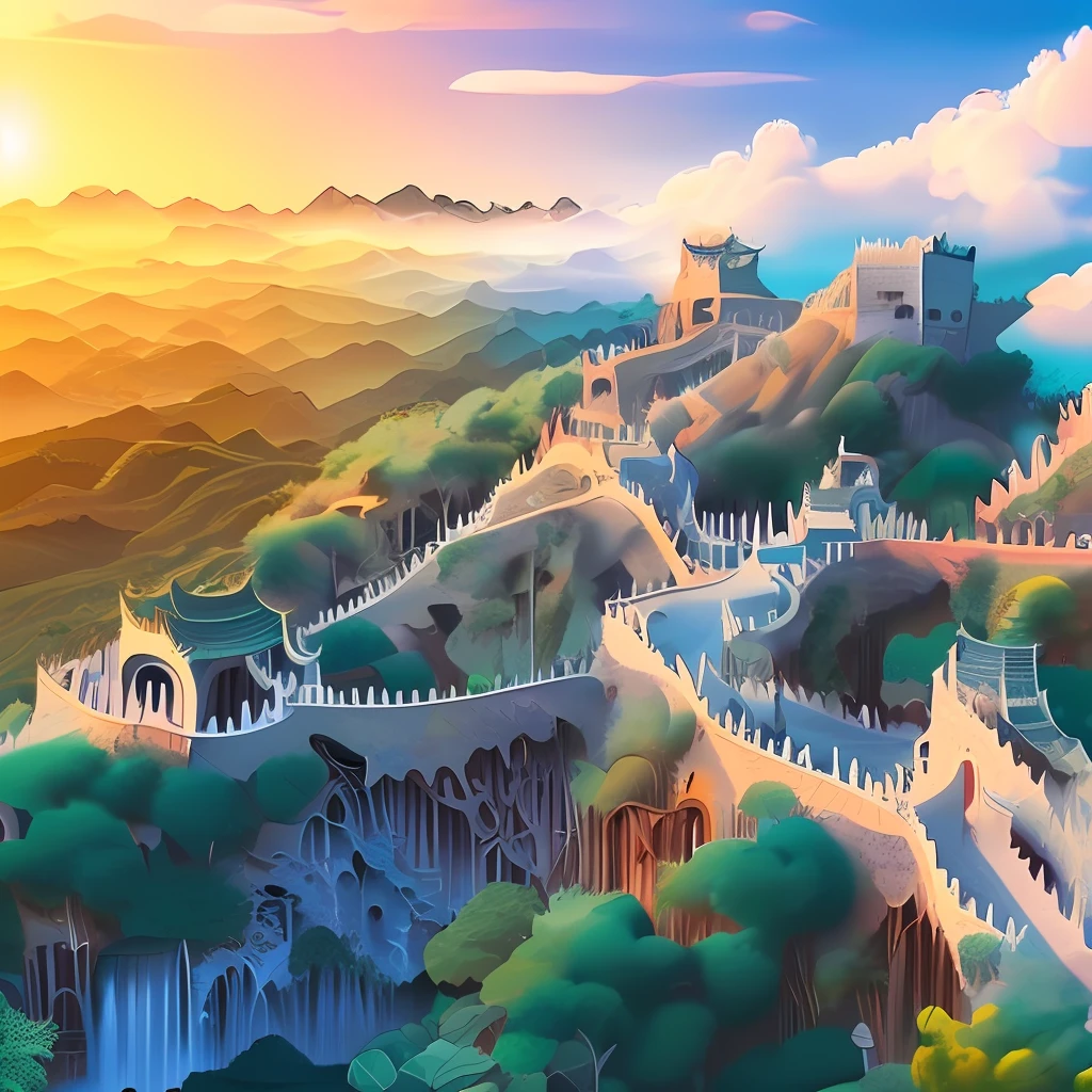 mdjrny-pprct, Chinese architecture, gardens, landscapes, sea of clouds, (high detail: 1.2)