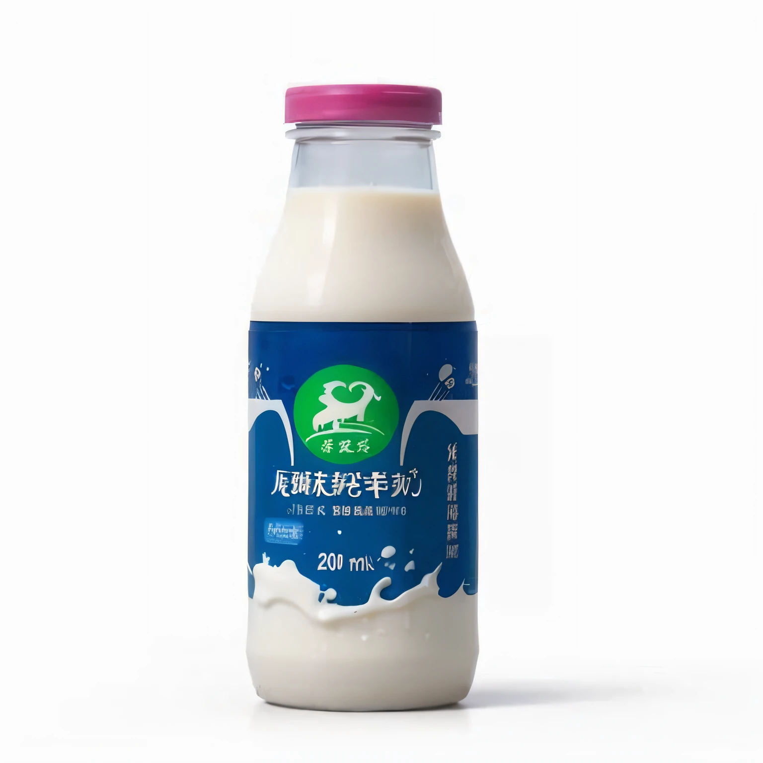Close-up of a bottle of milk with a pink cap, milk, yogurt, soey milk, top milk brands, glass of milk, liquid that has a viscous, 240p, Viscous liquid, sea of milk, high quality topical render, Flowing milk, author：Ann Text, author：Yi Yuanji, puddle of milk