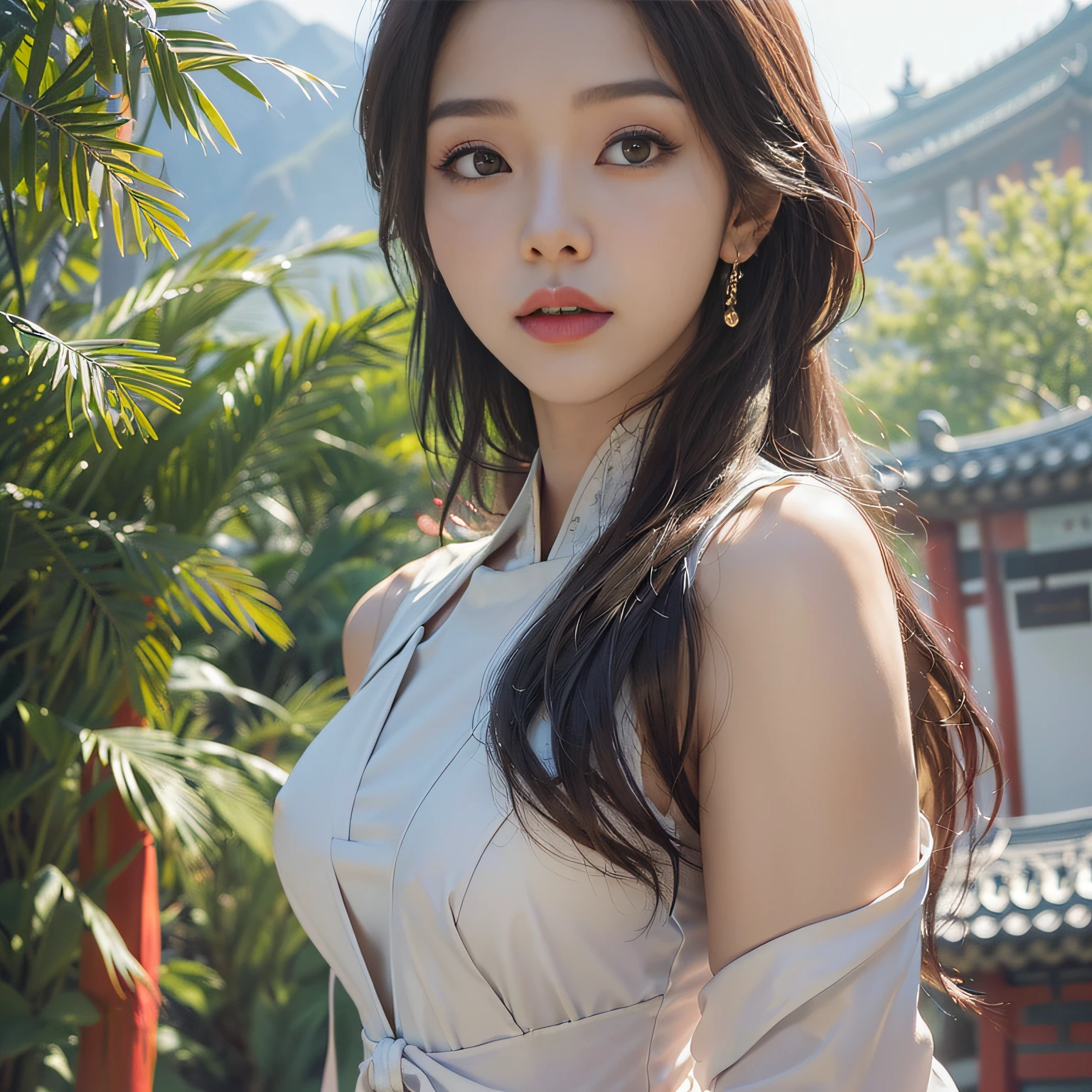 A beautiful woman, with elegant and delicate eyes, her eyes looking back at the flow, like a beautiful Jiangnan woman; But there is a trace of stubborn ripples, and it carries the charm of the daughter of the northern country