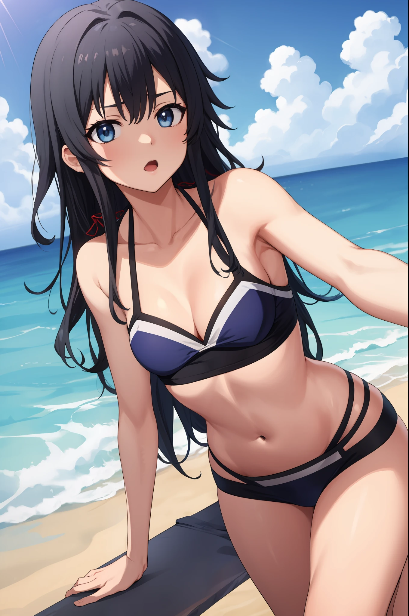 2D, Masterpiece, Best quality, Anime, Blue eyes, Long hair, Small , Black hair, cleavagbikini,bea(Yukinoshita Yukino)