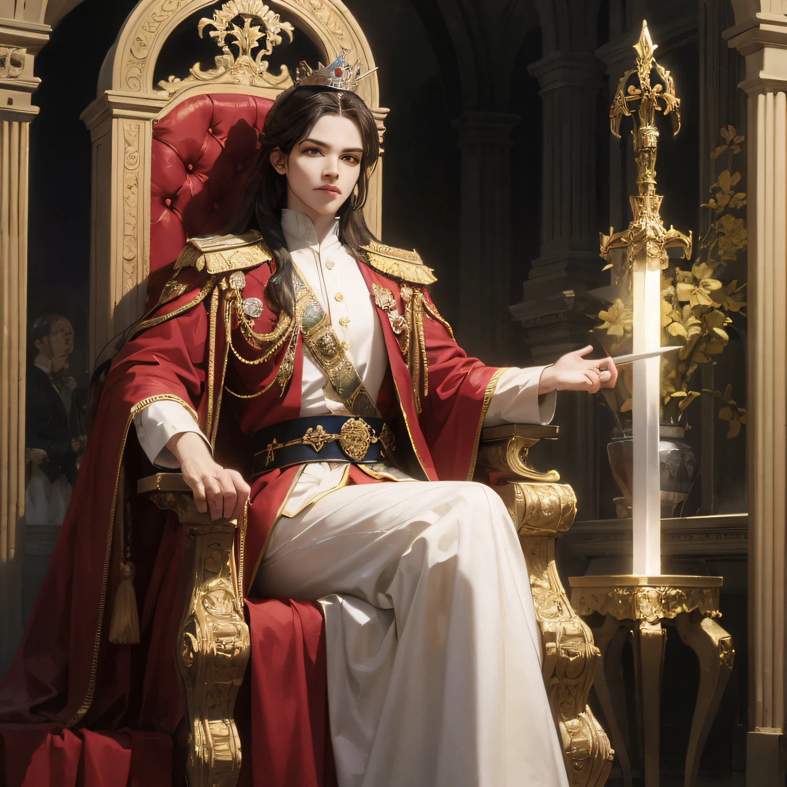 Wears the sword of the king,Wear the crown of kings,The High King who sits on the throne of kings --auto