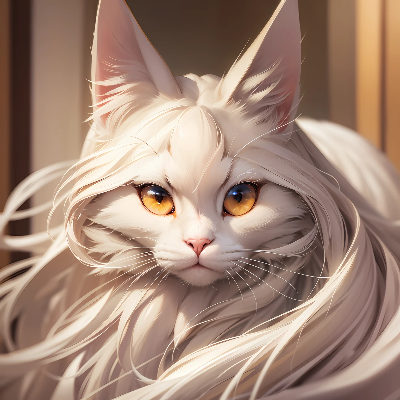 furry, white fur, ultra cute face, red elements on fur, glowing t-shrt, beautiful lights and shadows, ambient light, ultra detailed fur, volumetric light --auto