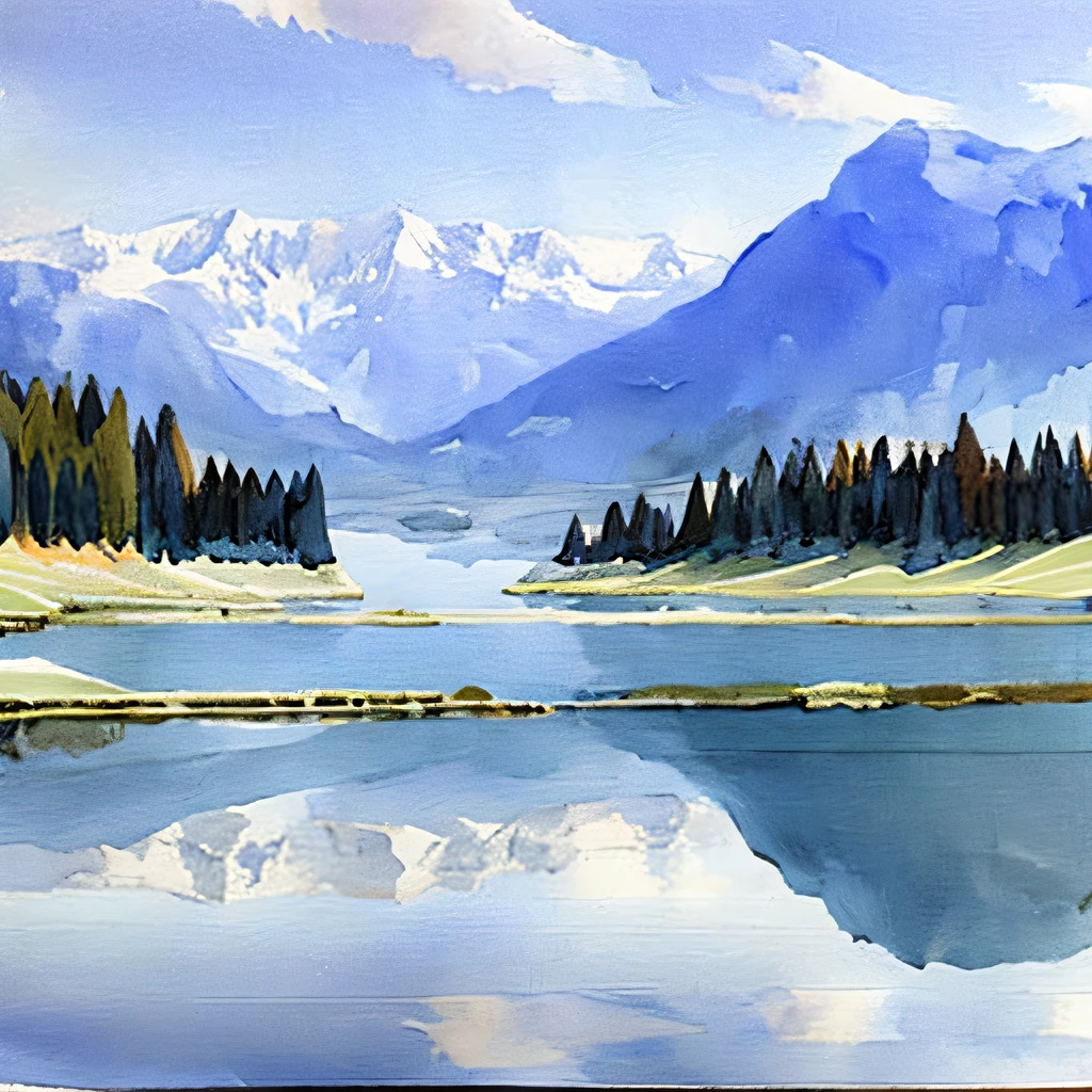 a lake between mountains